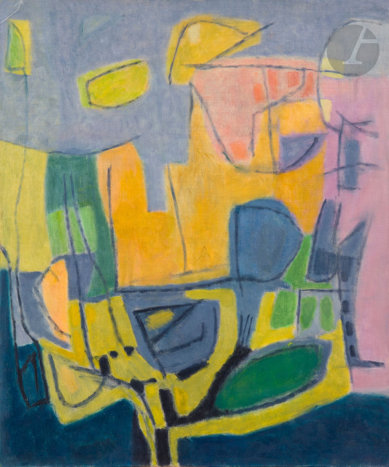 Paul SZASZ [hongrois] (1912-1969)
Composition, 1964
Huile sur toile.
Non signée.
55 x 46 cm