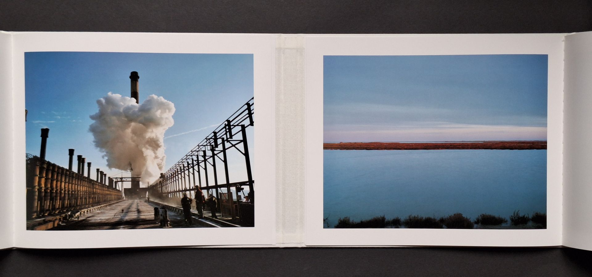 HATAKEYAMA, NAOYA (1958)
Atmos.
Nazraeli Press, 2003.
In-4 (25 x 31 cm). Édition originale.  22 planches photographiques en couleurs, reliure pleine toile blanche, avec rabats intérieurs, lettrage estampé à froid sur la couverture, étui en acétate transparent. Photographies d'un moulin et de ses environs, disposées en deux séries, chacune reliée à des couvertures intérieures.Les photographies de la série inédite Atmos ont été réalisées à En Camargue, Fos-sur-Mer en 2003. Les deux œuvres ont été reliées face à face, permettant au spectateur de créer 121 doubles pages à partir des vingt-deux images.

*La vente de ce lot sera soumise à la TVA sur la totalité (prix marteau + les frais) au taux de 5,5%.
