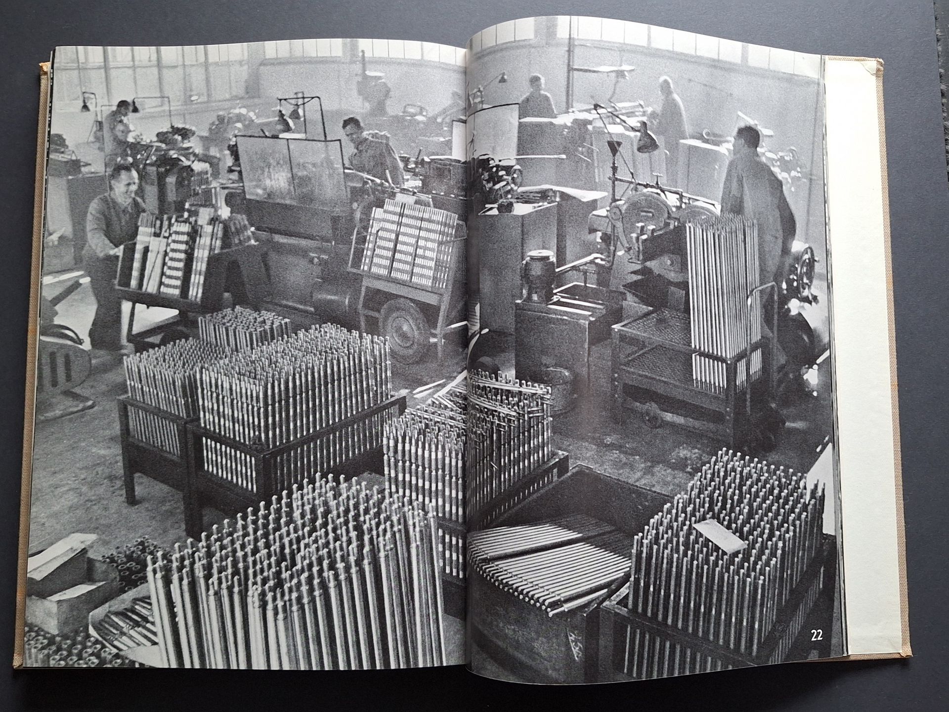 COMPANY BOOK
TUGGENER, JAKOB (1904-1988)
150 Jahre Joh. Jacob Rieter &amp; Cie, Winterthur-Töss, 1795-1945.
Rieter, 1947.
In-4 (30 x 22 cm). First edition of this interesting company book illustrated with 37 pages of photographs by Jakob Tuggener, grouped together at the end of the book. 300 pp. Complete with 4-page leaflet inserted at the end of the book. Bound in beige cloth with gilt title on 1st board and title label on spine.