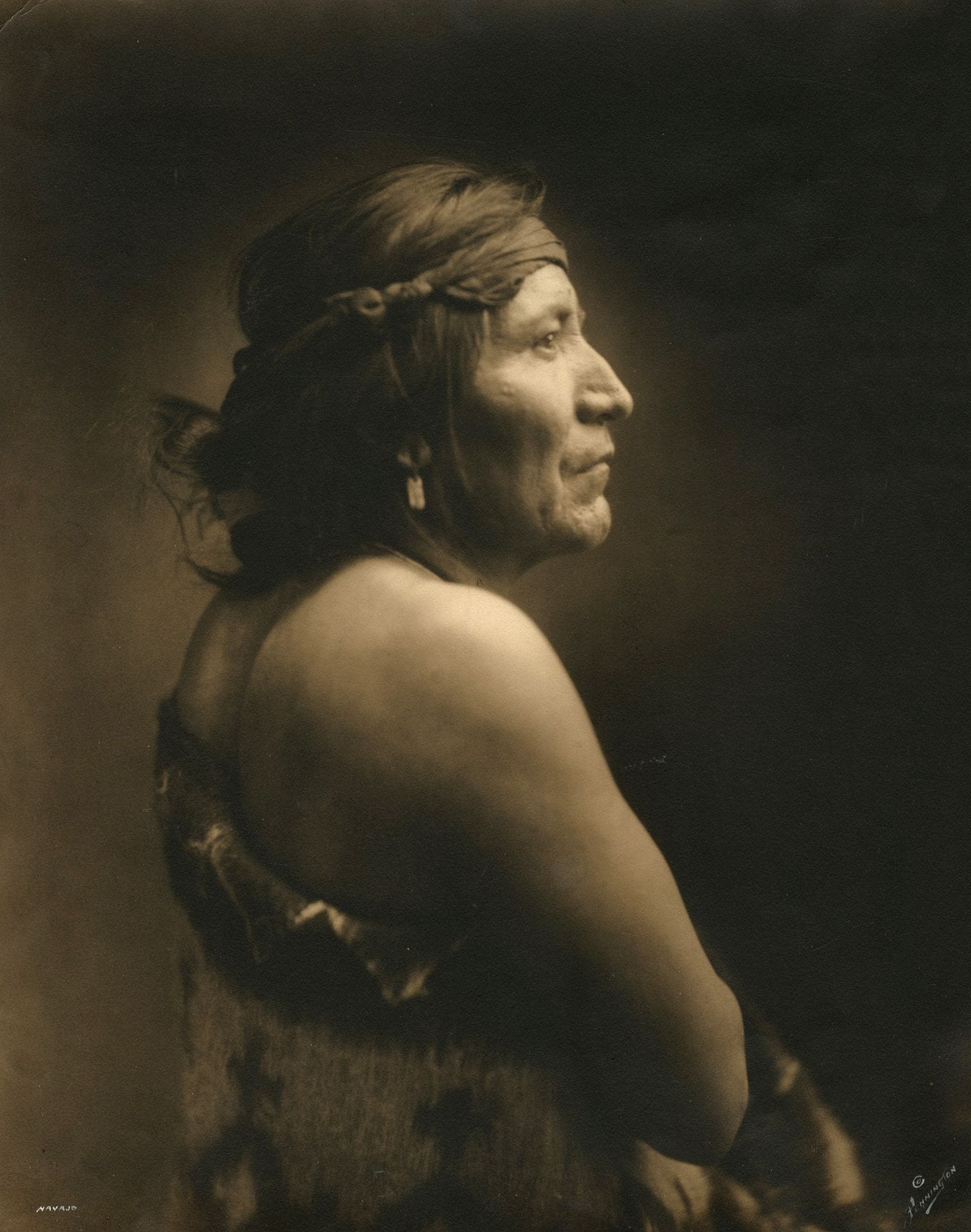 William M. Pennington

Navajo man, c. 1910.

Vintage silver print. Title and photographer's credit in white ink at bottom of image.

35.5 x 28 cm