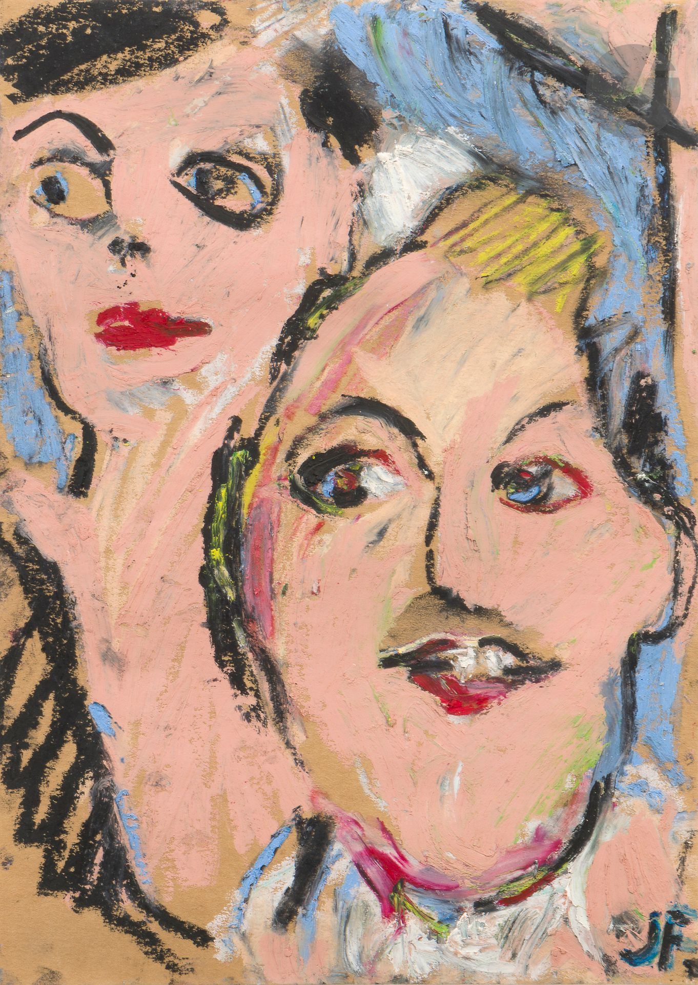 Joanna FLATAU [Polish] (b. 1943)
Two Women
Oil pastel.
Monogrammed lower right.
29.5 x 21 cm