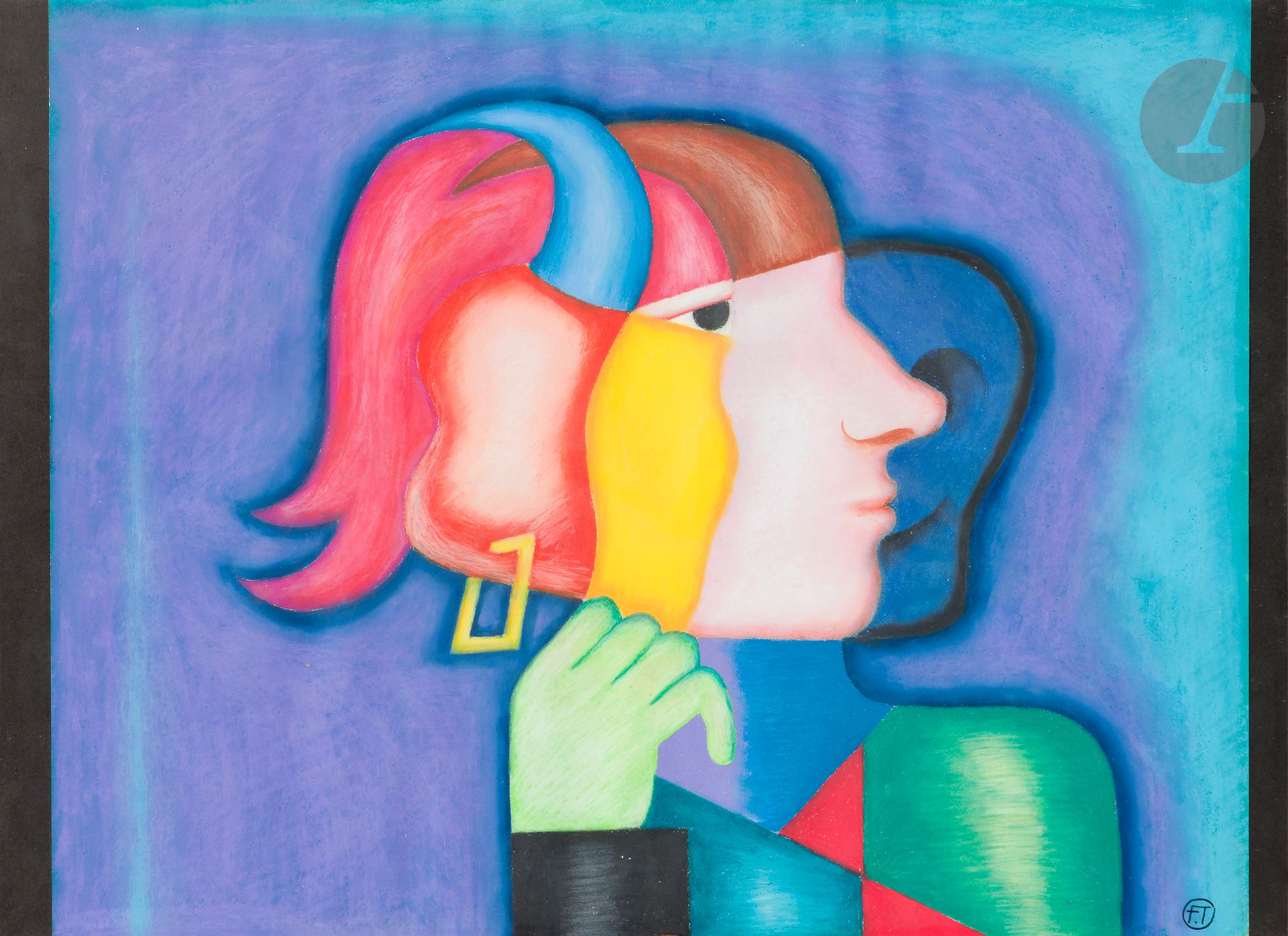 Fernand TEYSSIER (1937-1988)
Profil de femme
Pastel gras.
Monogrammé en bas à droite.
50 x 65 cm