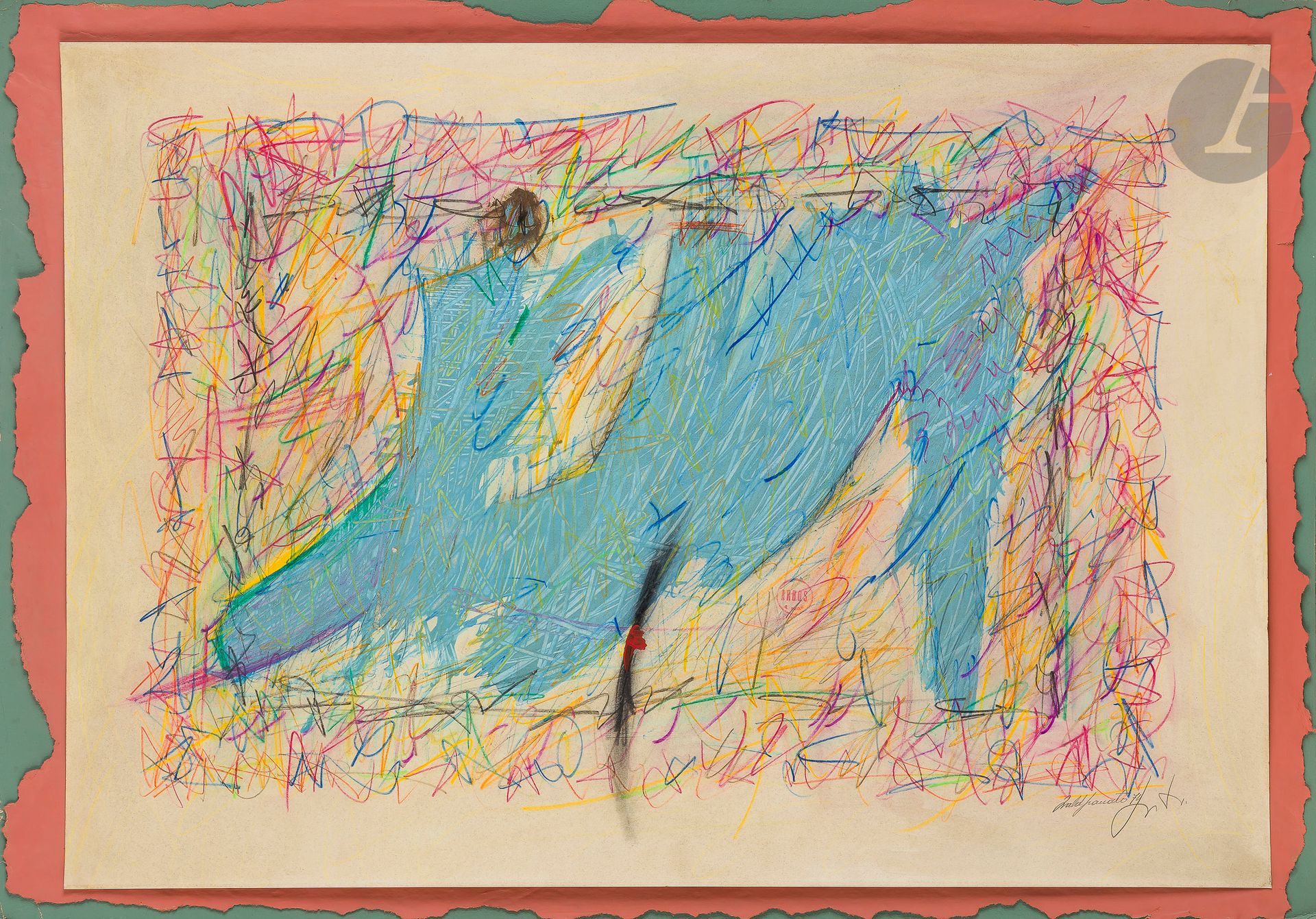 Ivald GRANATO FILHO [Brazilian] (1949-2016)
Blue Man, 1974
Mixed media and collage.
Signed and dated lower right.
55 x 77 cm