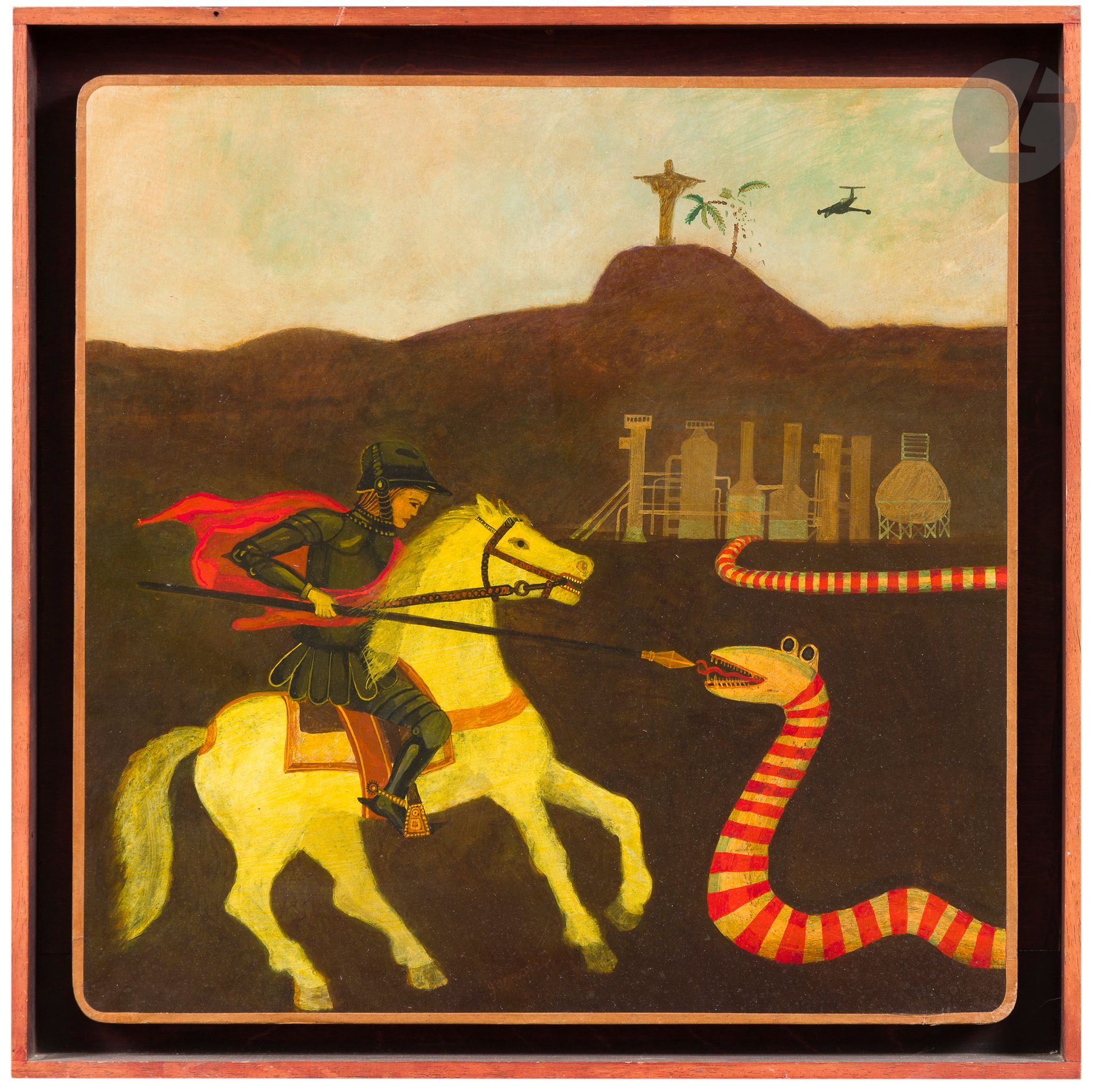 José GAMARRA [Uruguayan] (b. 1934)
Saint George and the Dragon
Oil on panel.
Signed at foot.
55 x 55 cm