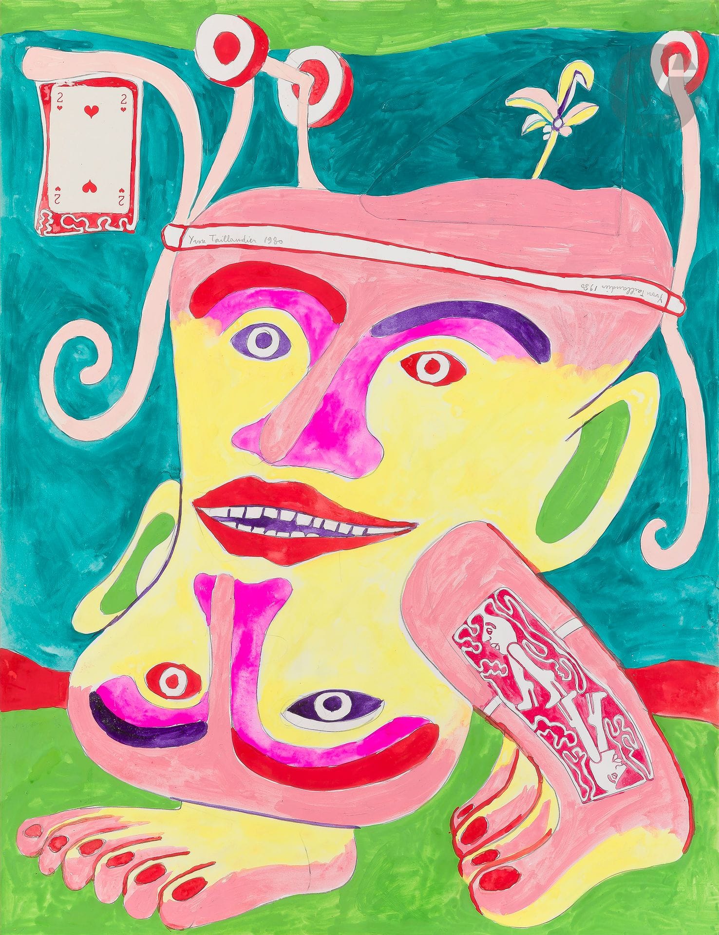 Yvon TAILLANDIER (1926-2018)
Characters playing cards, 1980
Gouache and collage.
Signed and dated in the composition.
65 x 51 cm