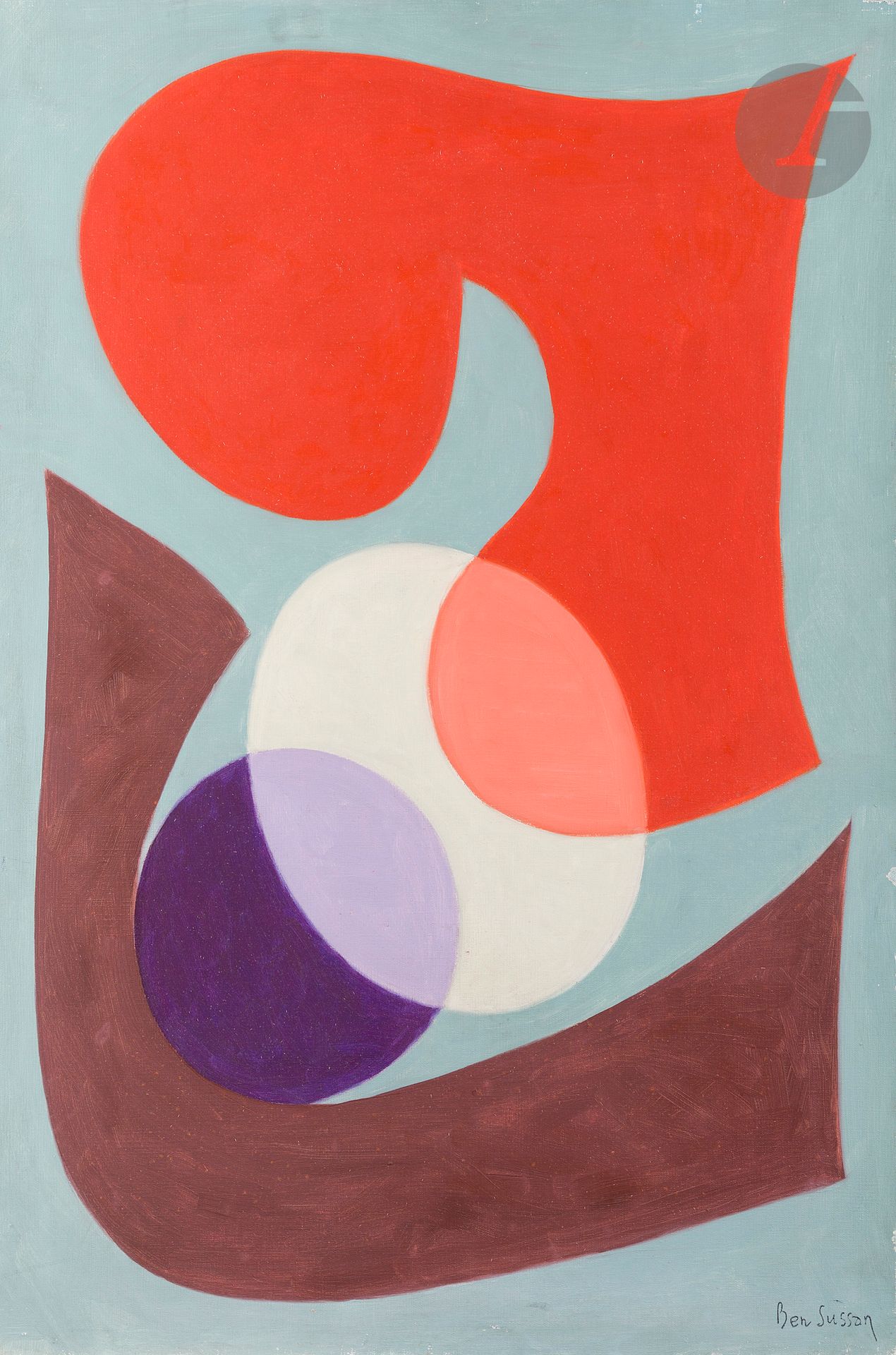 René BEN SUSSAN (1895-1988)
Mère et enfant, 1975
Huile sur toile.
Timbrée en bas à droite.
Signée et datée au dos.
81 x 54 cm