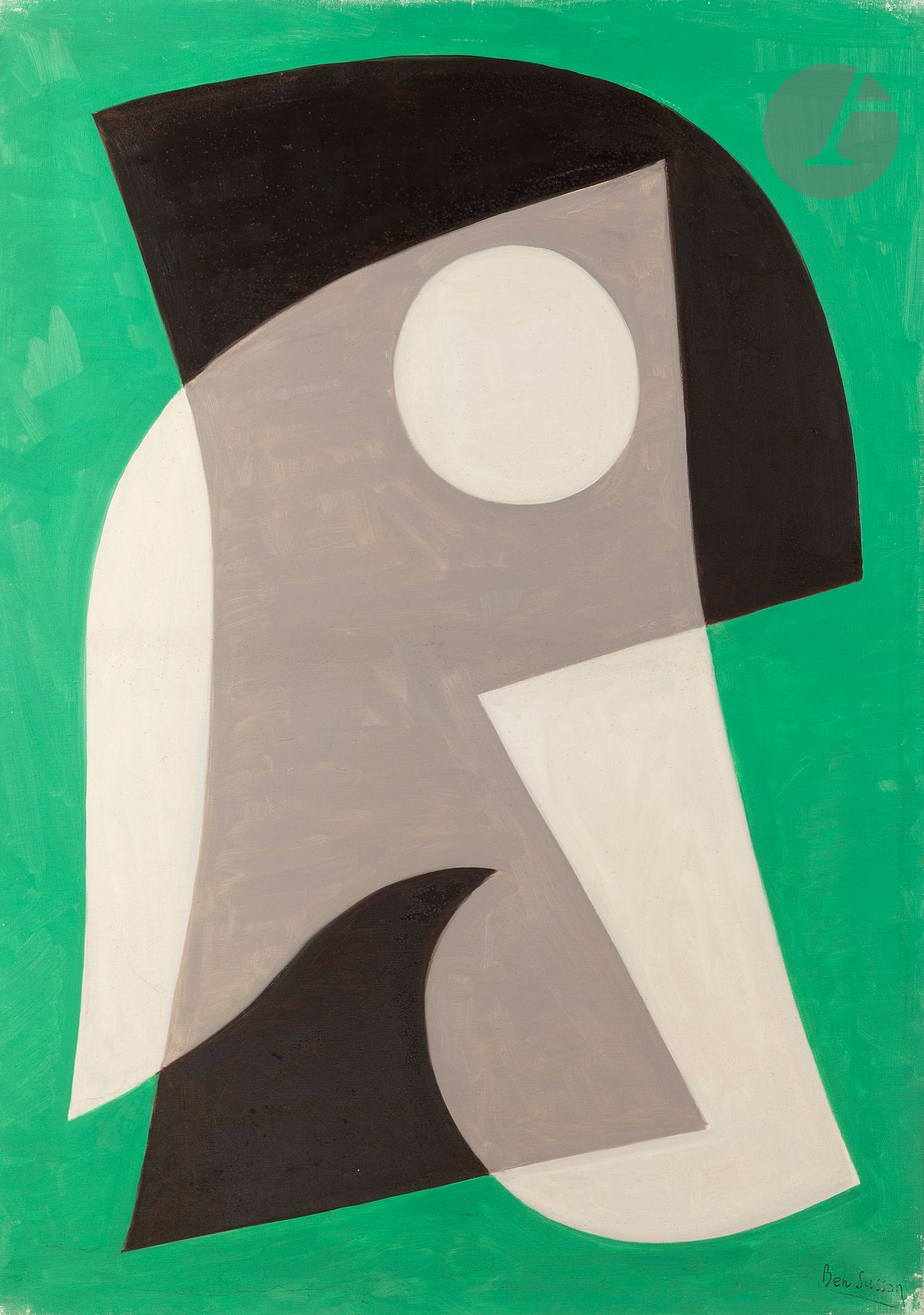 René BEN SUSSAN (1895-1988)
Musique, 1976
Huile sur toile.
Timbré en bas à droite.
Signée et datée au dos.
(Manques).
92 x 65 cm