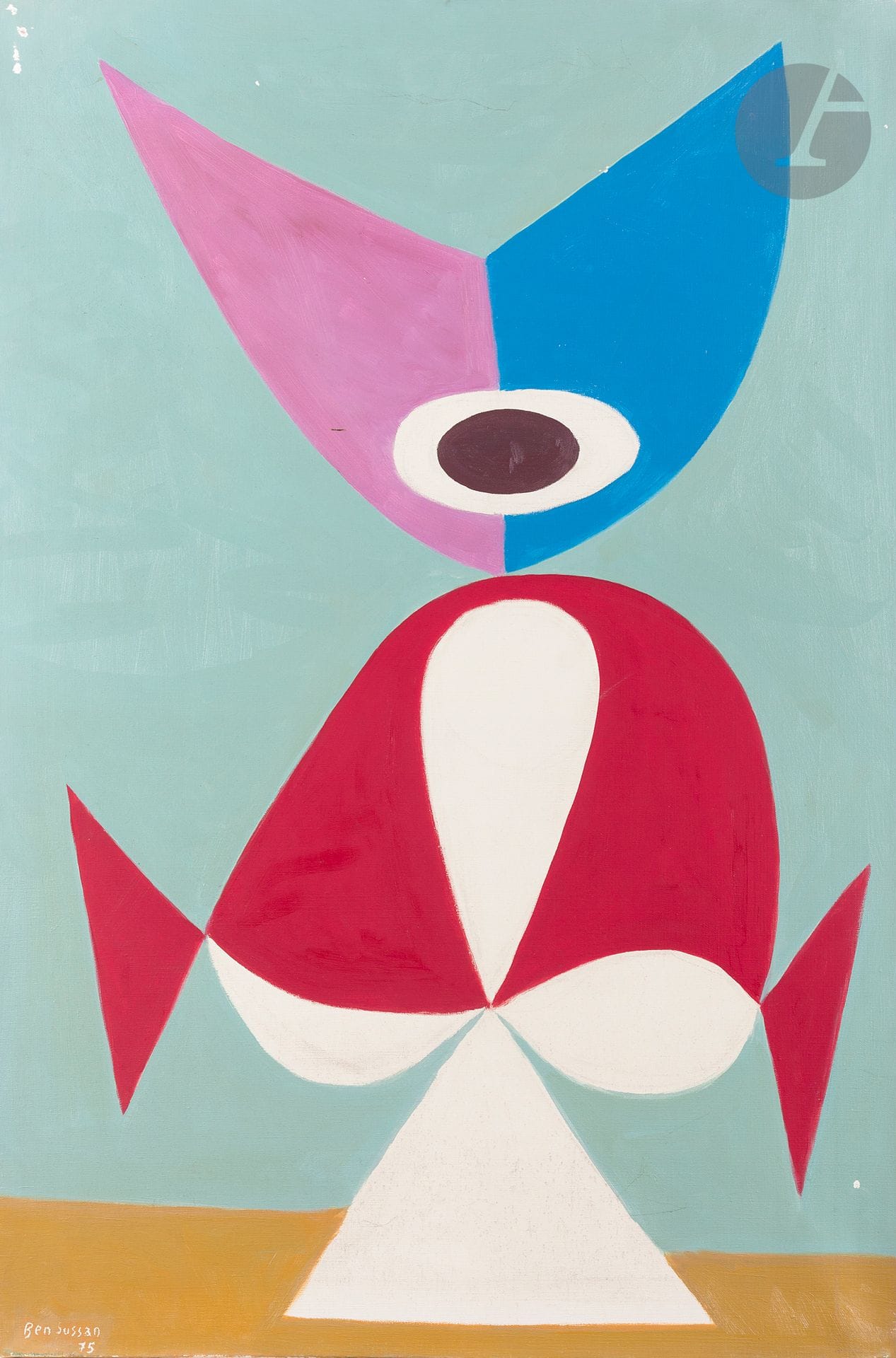 René BEN SUSSAN (1895-1988)
Madame P'ale C'éole, 1975
Oil on canvas.
Signed and dated lower left.
Signed and dated on the back.
(Misses).
81 x 54 cm