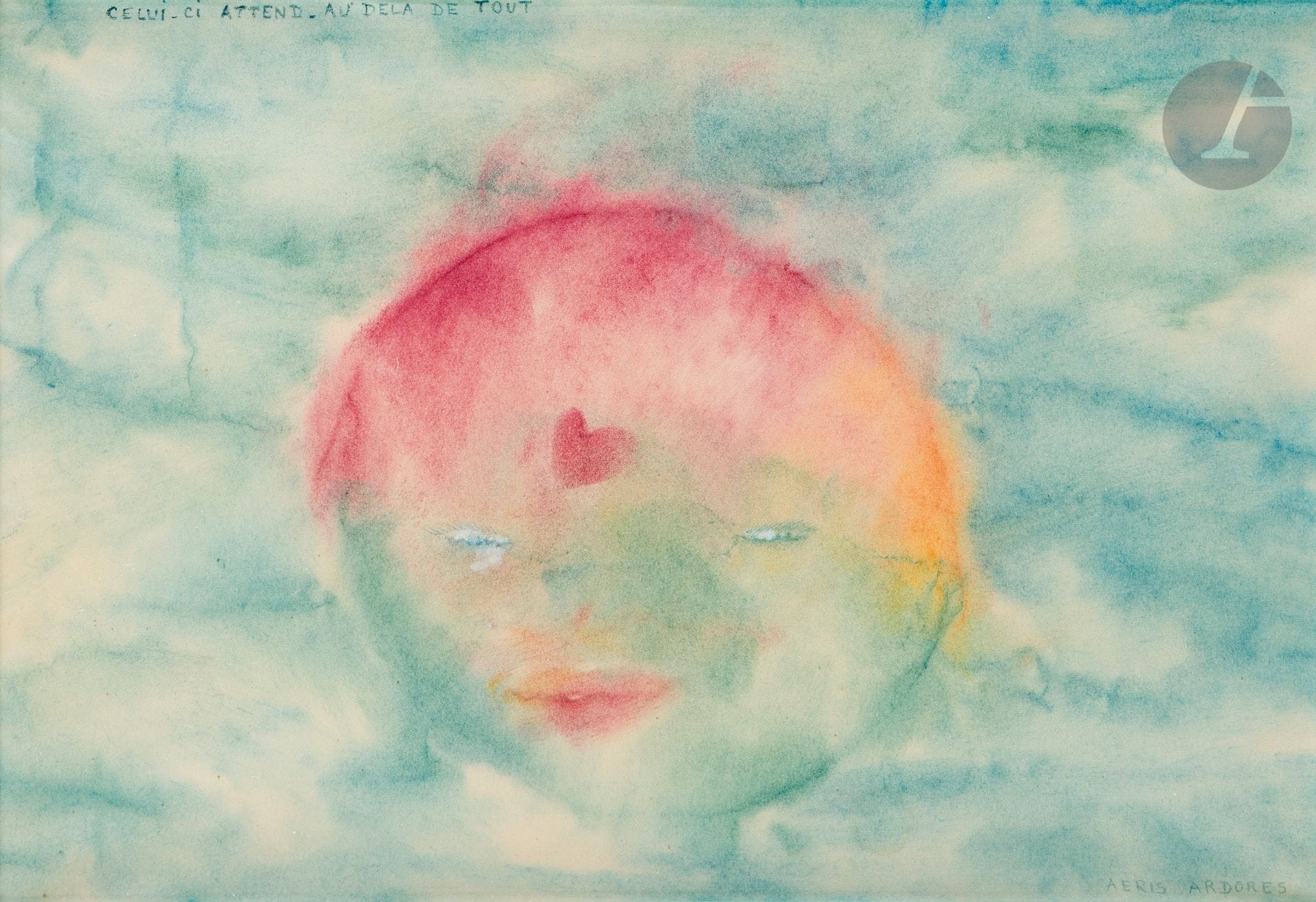 Valentine HUGO (1887-1968)
Aeris adores
Aquarelle.
Titrée en bas à droite.
Légendée « Celui-ci attend. Au delà de tout » en haut à gauche.
19,5 x 30 cm

Provenance : 
Vente de l’atelier, Me Ader, Hôtel Drouot, Paris, 16 octobre 1968, n° 386.