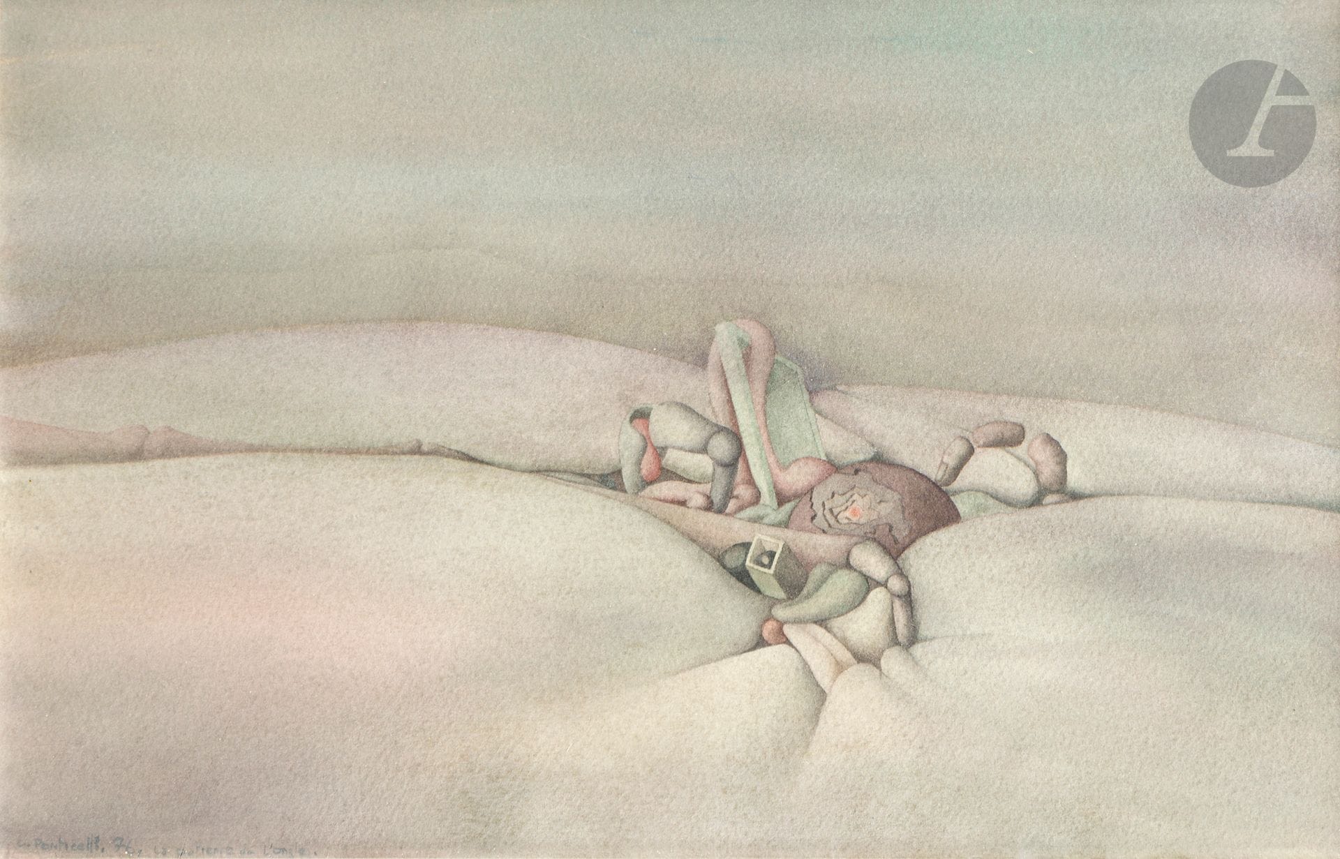 Claude Ponticelli dit Claude PONTI (né en 1948)
La Patience de l’ongle, 1976
Aquarelle.
Signée, datée et titrée en bas à gauche.
19 x 28 cm