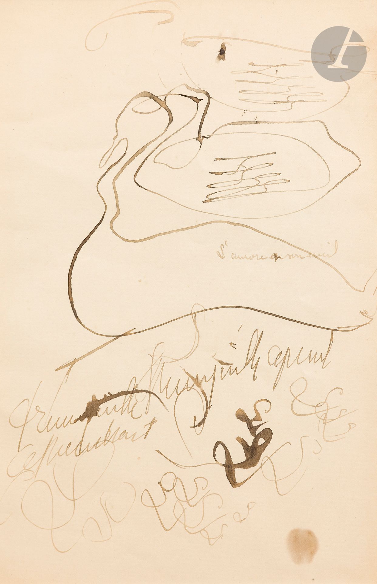 Jean GENET (1910-1986)
"The Dawn and its Awakening".
Ink.
27 x 17.5 cm

Bibliography: 
Dessins d'écrivains, Paris, Éditions du Chêne, 2003, p. 137.