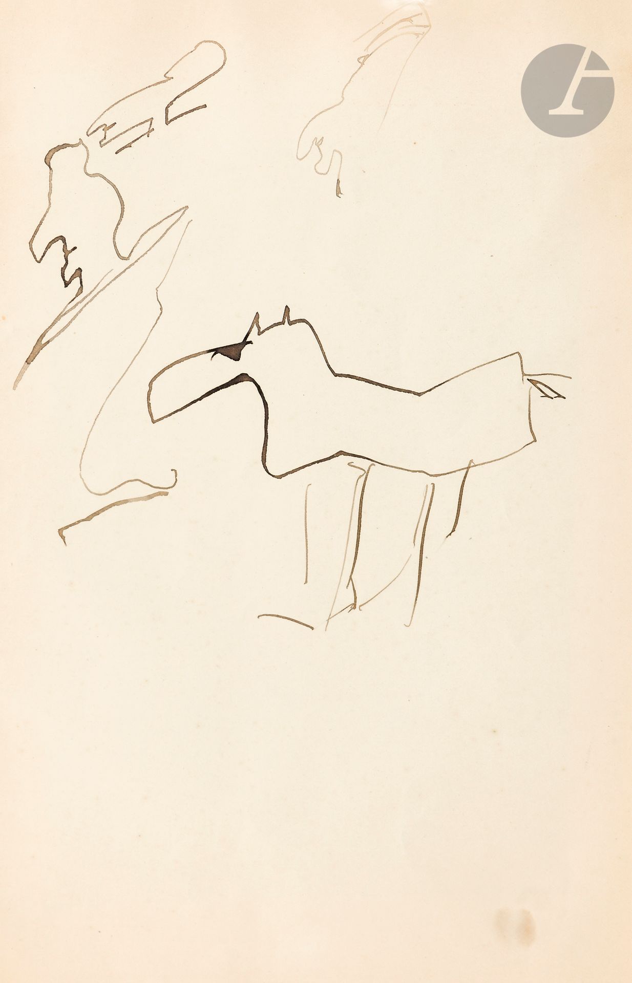 Jean GENET (1910-1986)
Étude de profil et de cheval
Encre.
26,5 x 18 cm