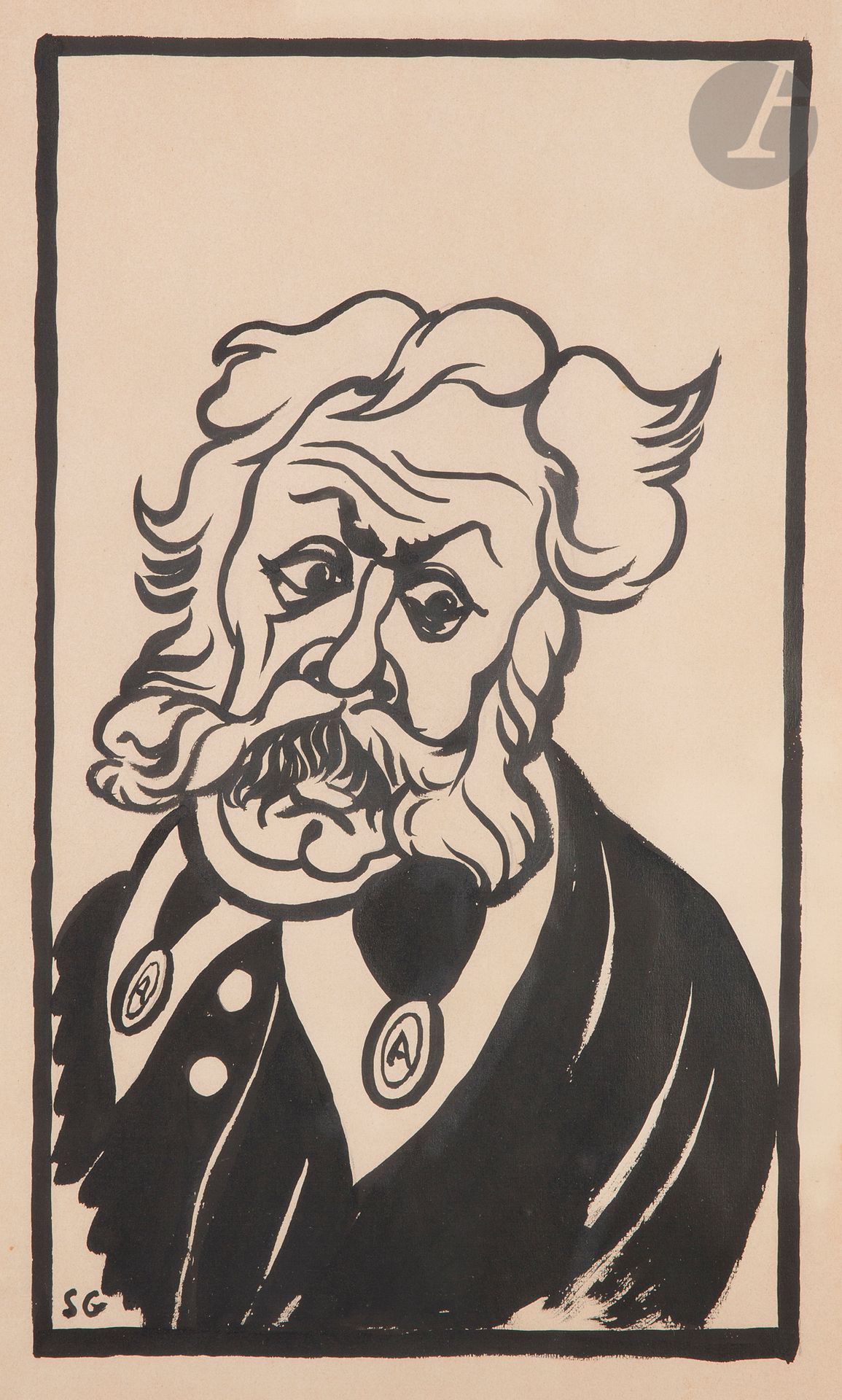 Sacha GUITRY (1885-1957)
Portrait de l’acteur Emil Jannings
Encre.
Monogrammée en bas à gauche.
42 x 26 cm