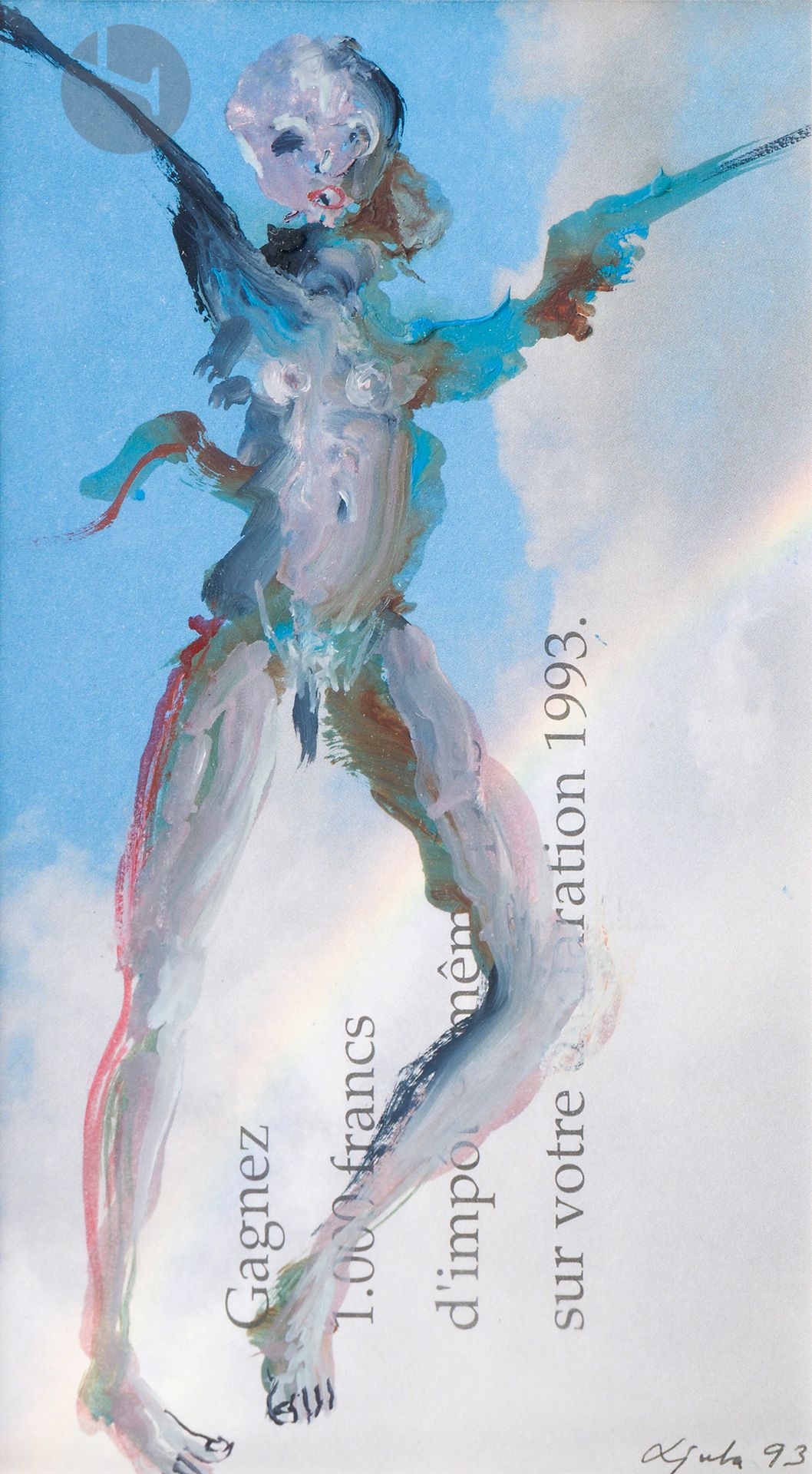Popovitch Ljuba LJUBA (1934-2016)
Sans titre (L’Ange), 1993
Huile sur carton.
Signée et datée en bas à droite.
18 x 10 cm

Cette œuvre sera incluse au Catalogue Raisonné de Ljuba, actuellement en préparation par Madame Slavica Batos. Nous remercions Madame Slavica Batos, épouse de l’artiste, d’avoir confirmé l’authenticité de cette œuvre.