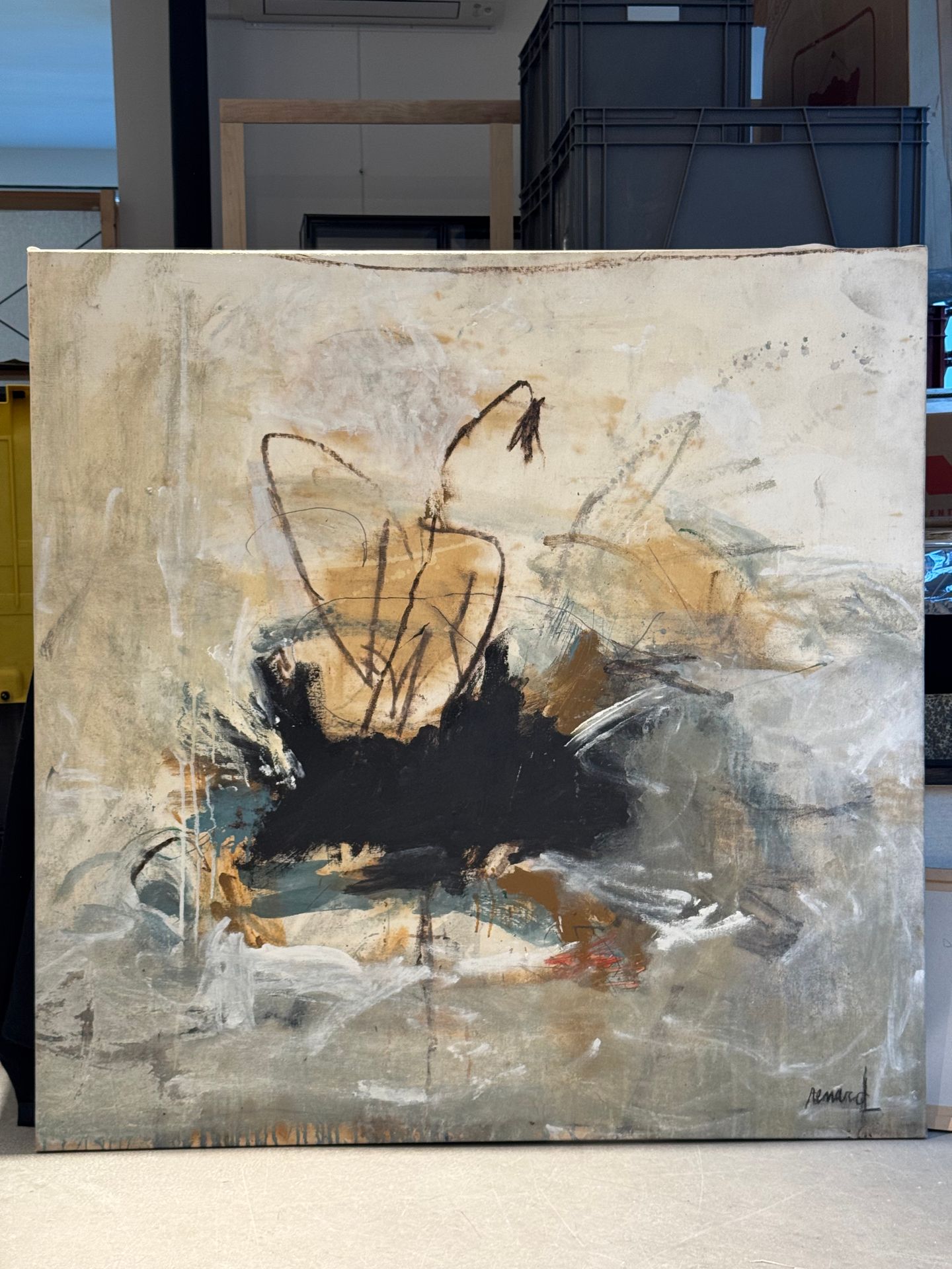 Paul RENARD (XX-XXIth centuries)
Ephemera, winter 1988
Oil on canvas.
Signed lower right.
Titled and dated on the back.
120 x 120 cm