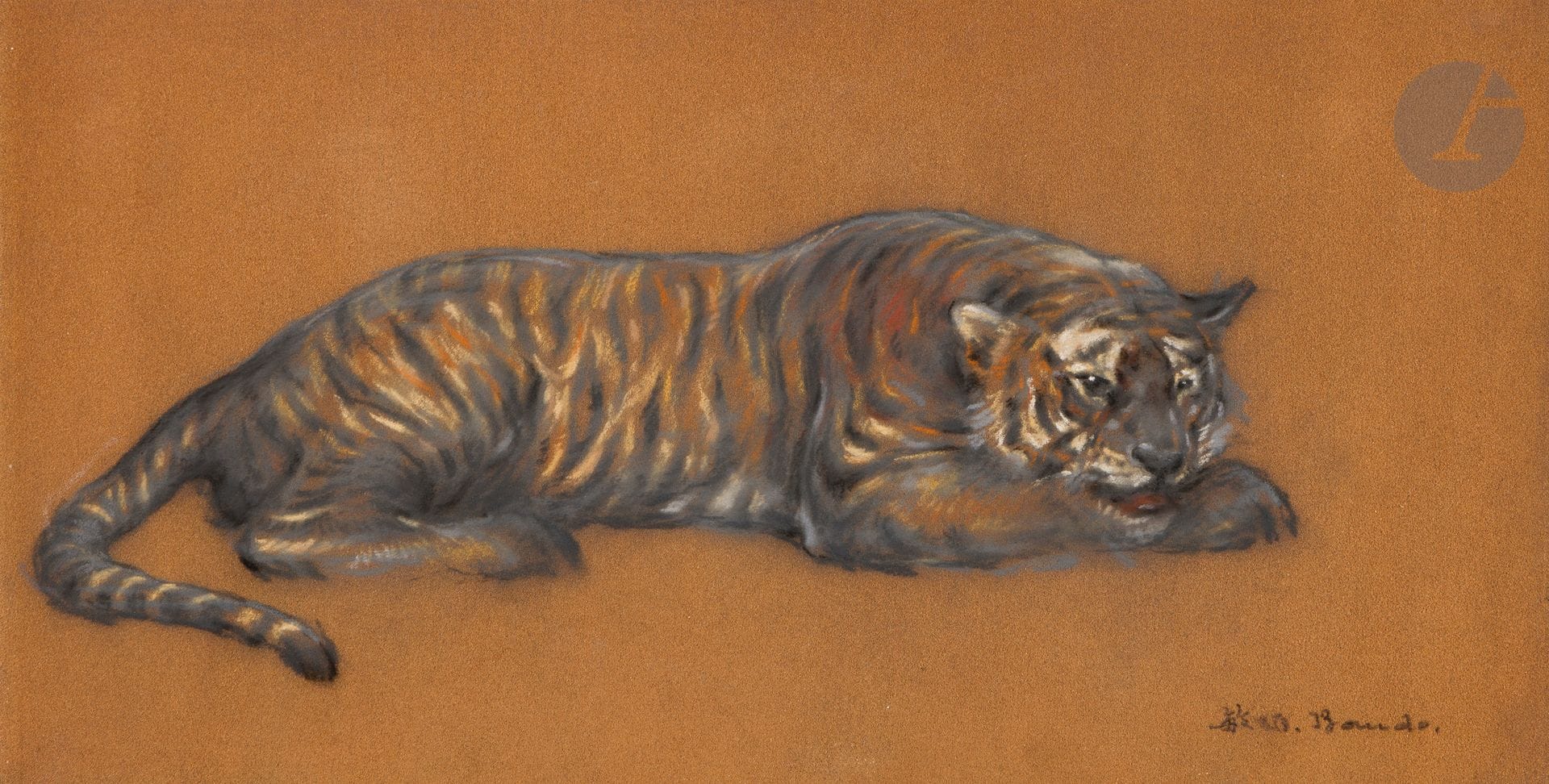 Toshio BANDO [Japanese] (1895-1973)
The Tiger
Pastel.
Signed lower right.
25 x 48 cm