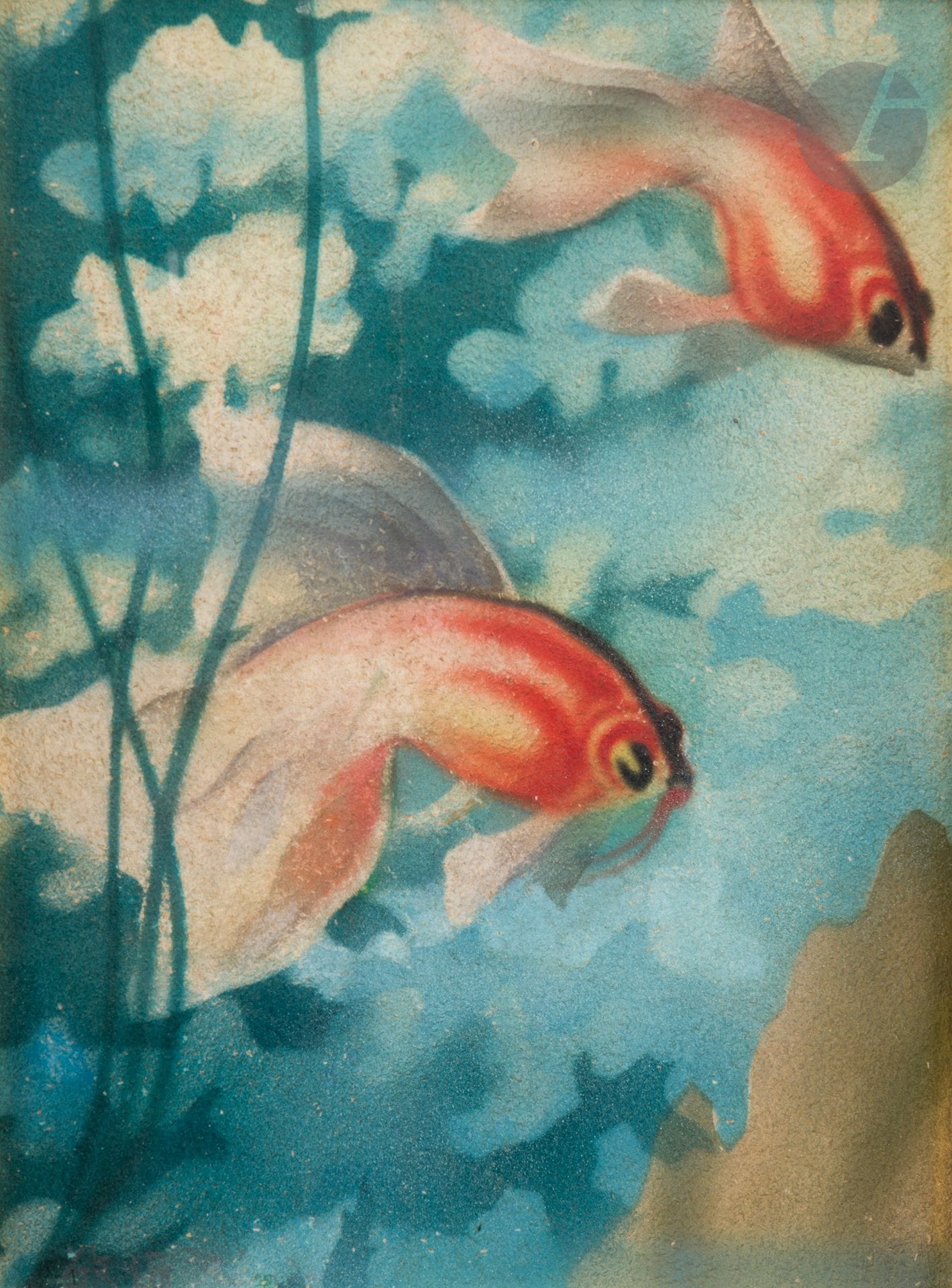 Toshio BANDO [japonais] (1895-1973)
Poissons, vers 1927
Aérographe.
Non signé.
34 x 26 cm