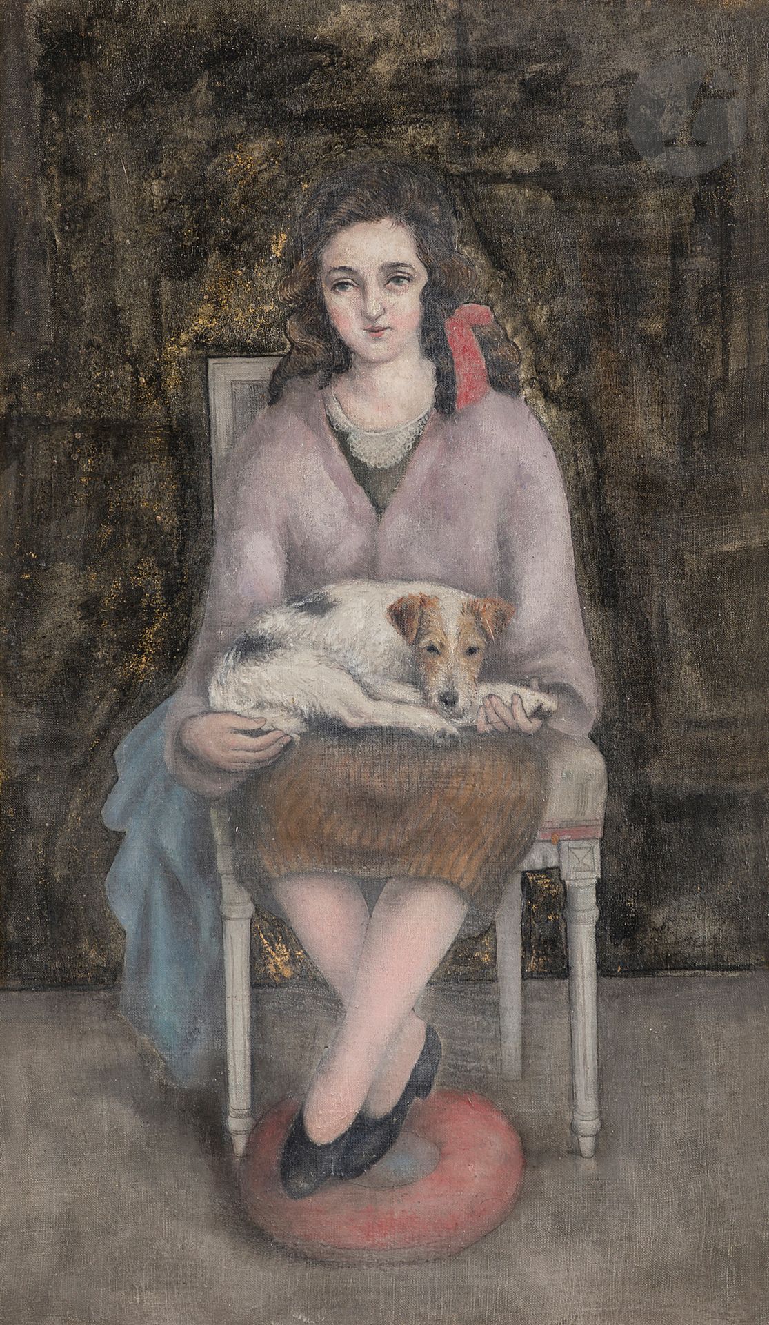 Toshio BANDO [Japanese] (1895-1973)
Young girl sitting with a dog, circa 1925
Oil on canvas.
Signed upper right.
46 x 27 cm

Exhibition : 
Foujita et ses amis du Montparnasse, Château de Chamerolles, Chilleurs-aux-Bois, June 30 - September 19, 2010.

Bibliography :
Sylvie Buisson, Foujita: Foujita et ses amis du Montparnasse, Paris, Éditions Alternatives, 2010, exhibition catalog, reproduced p. 85.