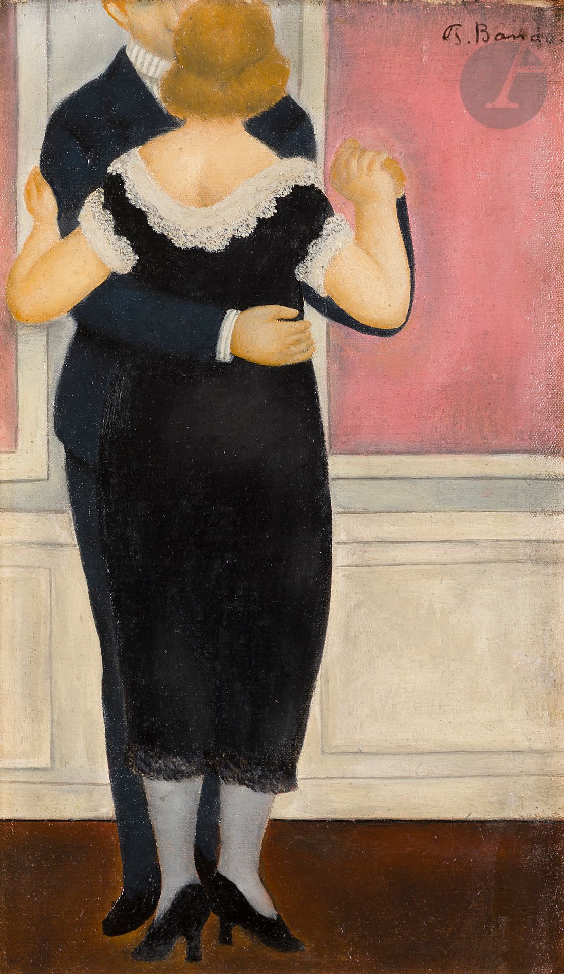 Toshio BANDO [japonais] (1895-1973)
Les Danseurs, 25 septembre 1924
Huile sur toile.
Signée en haut à droite.
27 x 16 cm

L'œuvre est référencée dans le facturier de l'artiste sous le n° 35, "Deux danseurs".