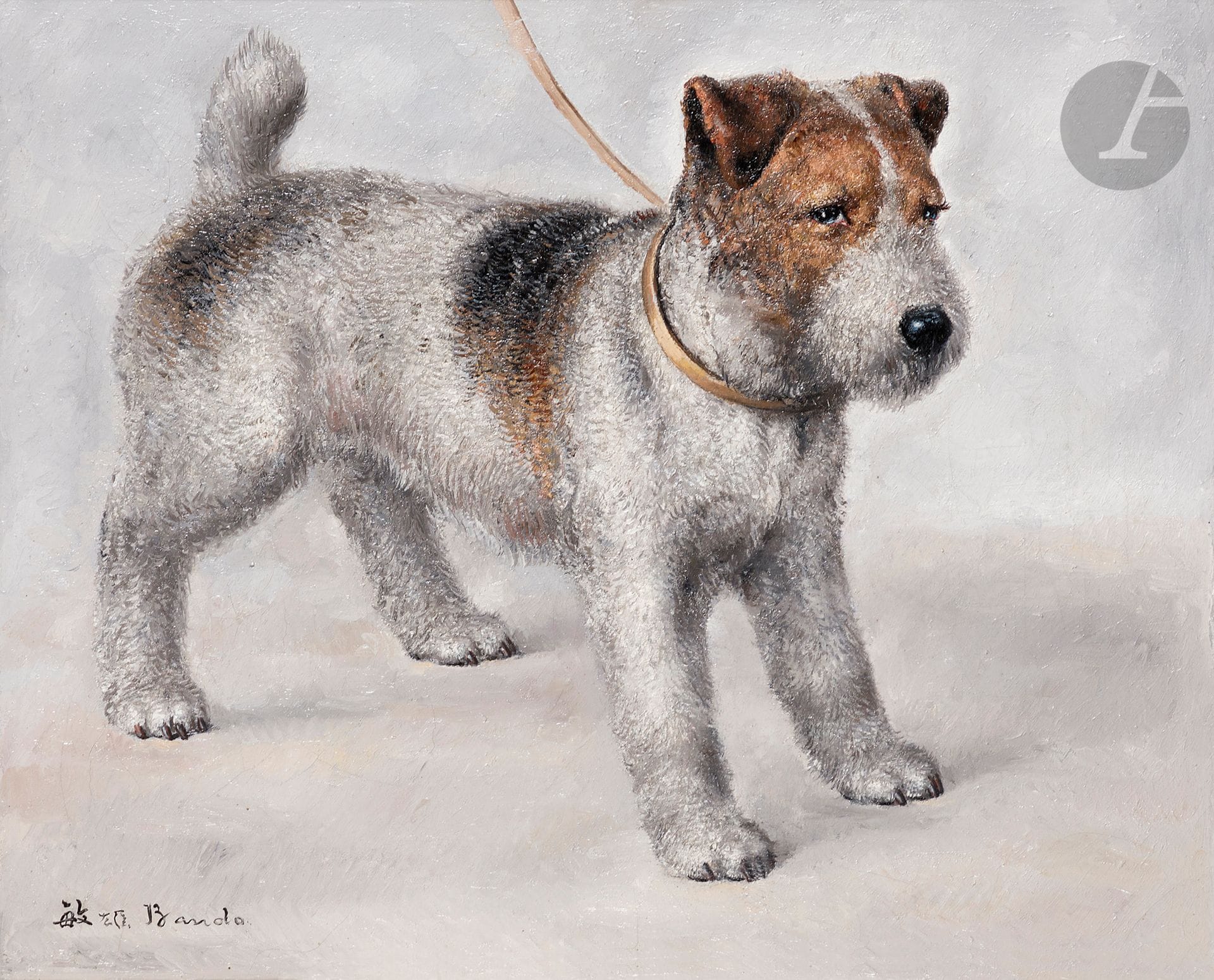 Toshio BANDO [japonais] (1895-1973)
Fox terrier, vers 1926
Huile sur toile.
Signée en bas à gauche.
38 x 46 cm