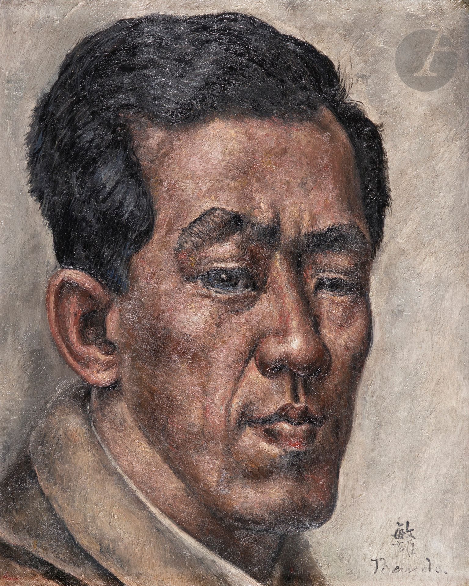 Toshio BANDO [Japanese] (1895-1973)
Self-portrait
Oil on canvas.
Signed lower right.
27 x 22 cm