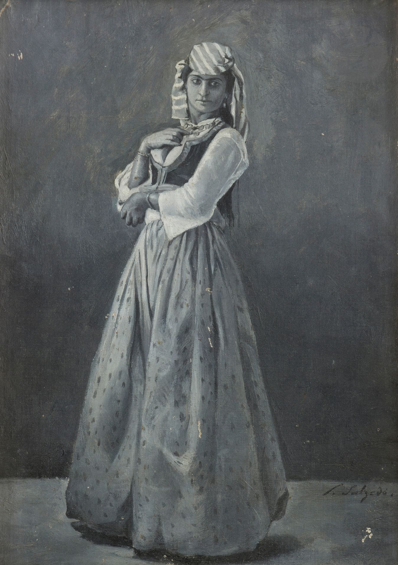 Paul Elie SALZEDO (1842-1909) 
Oriental woman 
Oil on canvas. 
Signed lower right. 
32 x 23 cm view 
(Accidents).
