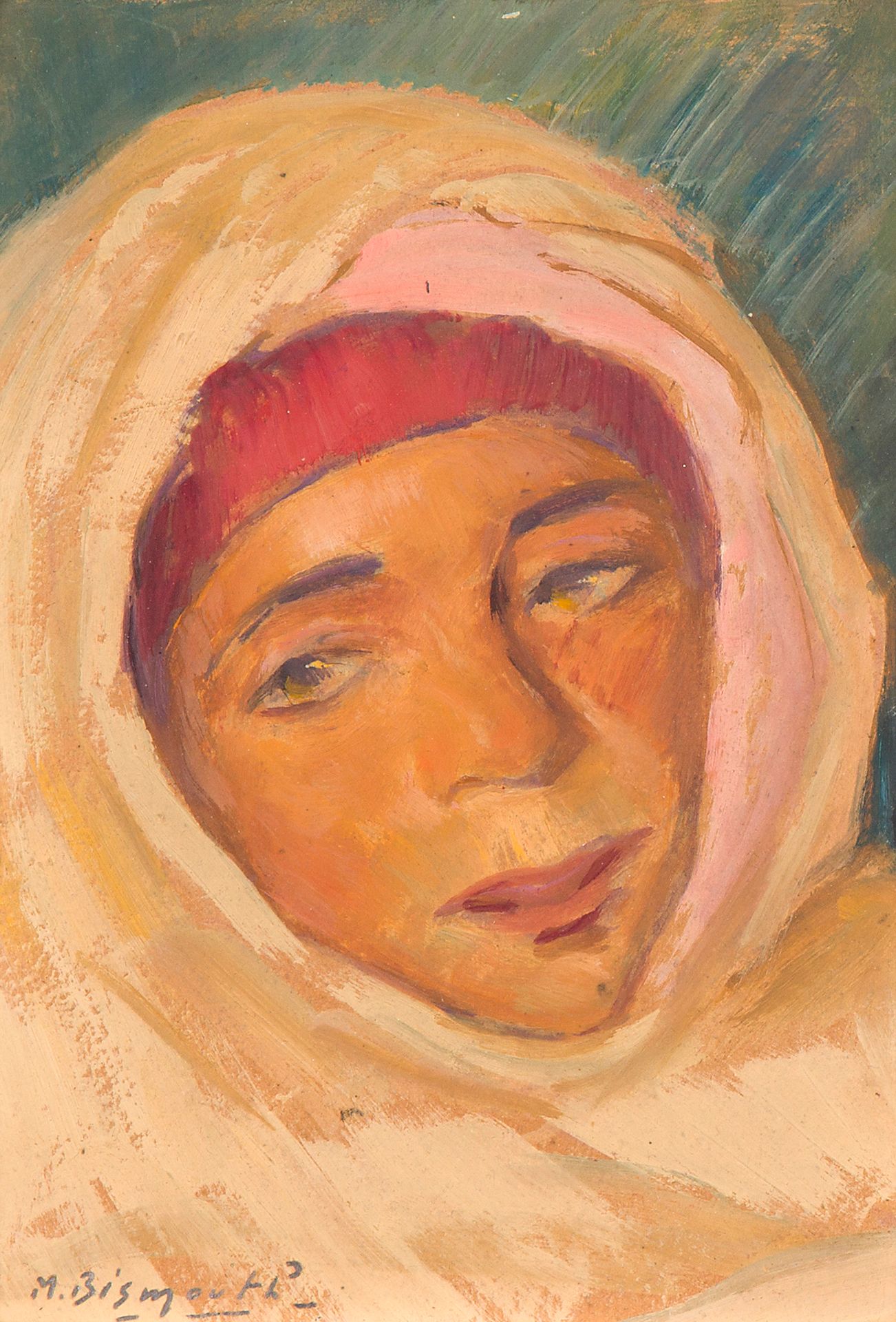 Maurice BISMOUTH (1891-1965) 
Portraits de femmes orientales 
Deux huiles sur carton. 
Signées en bas à gauche. 
17,6 x 12,8 cm ; 18 x 13 cm