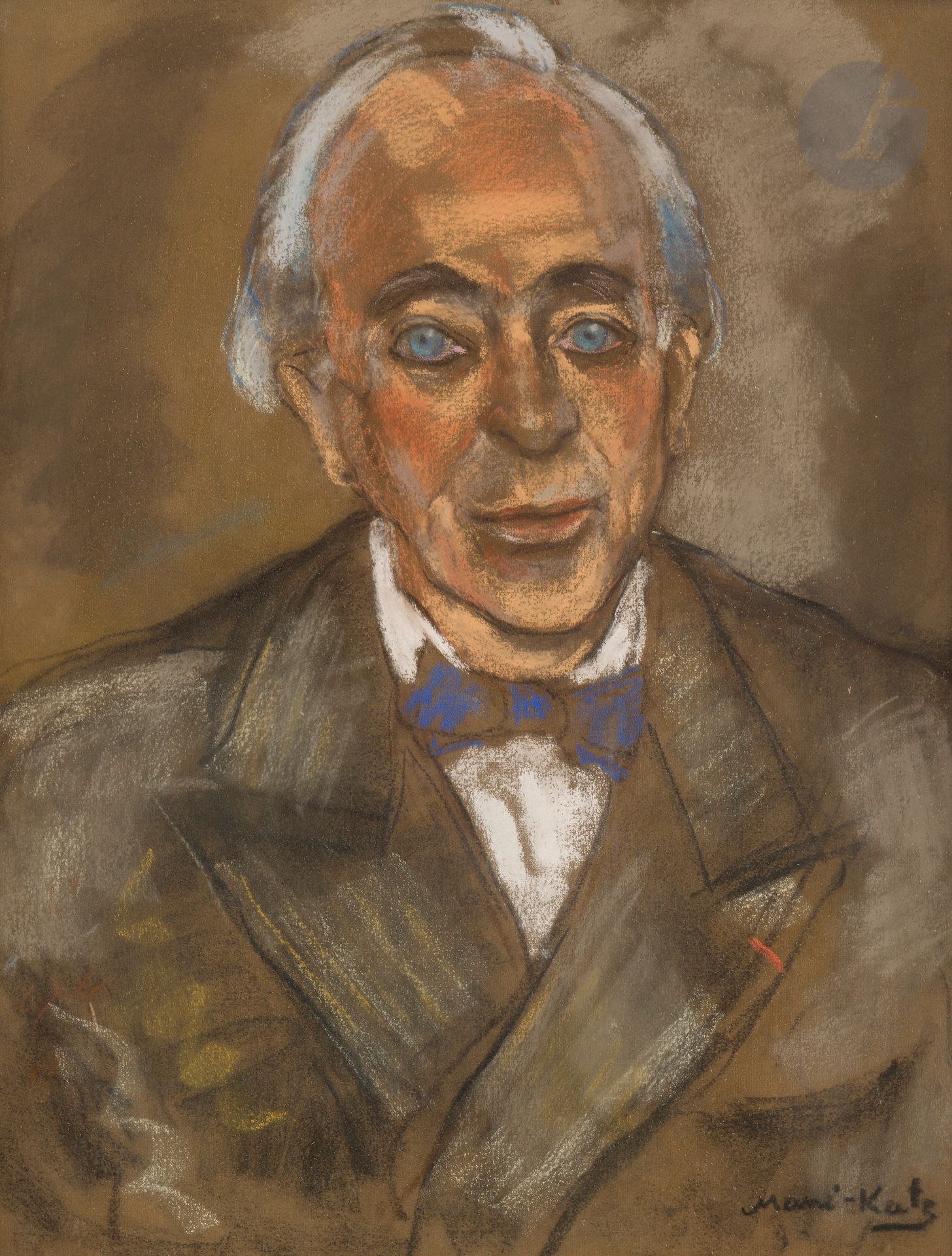 MANé-KATZ (1894-1962) 
Portrait de Roman Ghirshman, vers 1955/1960 
Pastel sur toile. 
Signé en bas à droite. 
65 x 50 cm