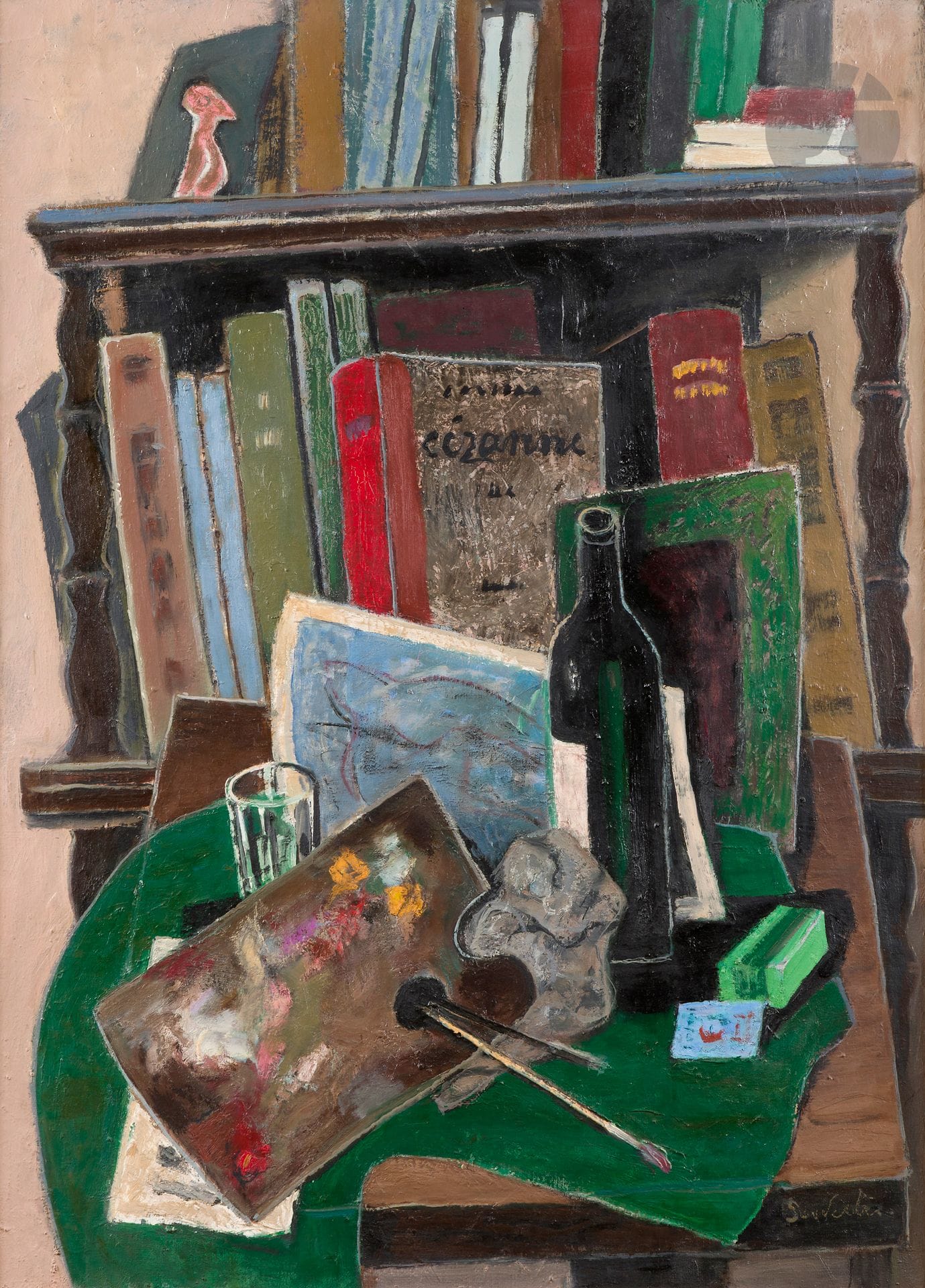 Jean SOUVERBIE (1891-1981)
La Bibliothèque, 1971
Huile sur toile.
Signée en bas à droite.
Signée, datée et titrée au dos.
100 x 74 cm

Provenance :
Collection Monsieur F.

Nous remercions Monsieur Frédéric Souverbie d'avoir confirmé l'authenticité de cette œuvre.