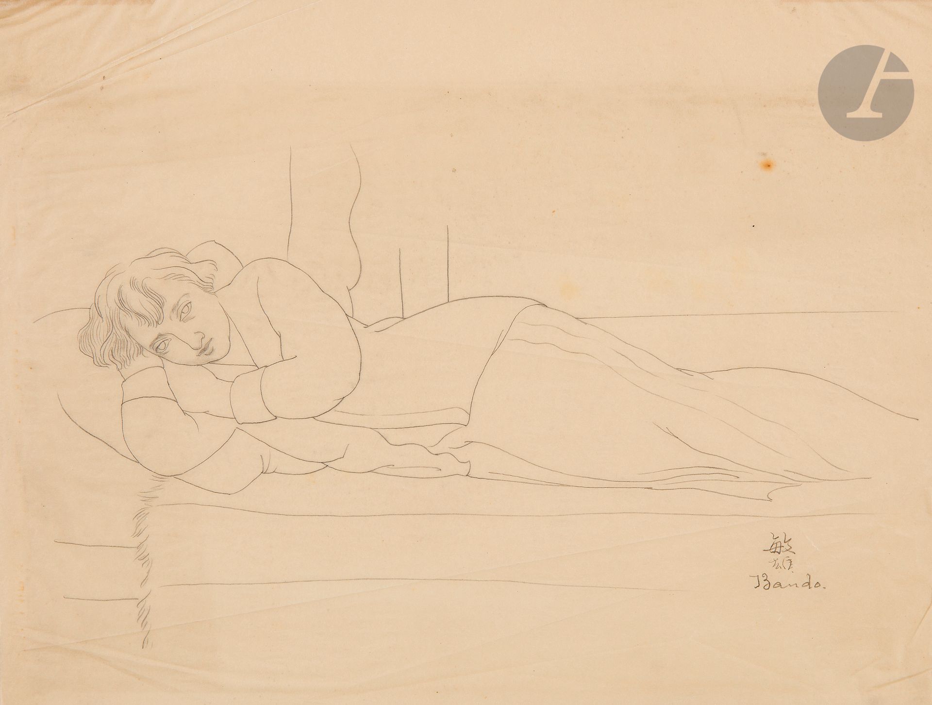 Toshio BANDO (1895 - 1973)
Lying woman
Graphite on tracing paper.
Signed lower right.
24.5 x 32 cm