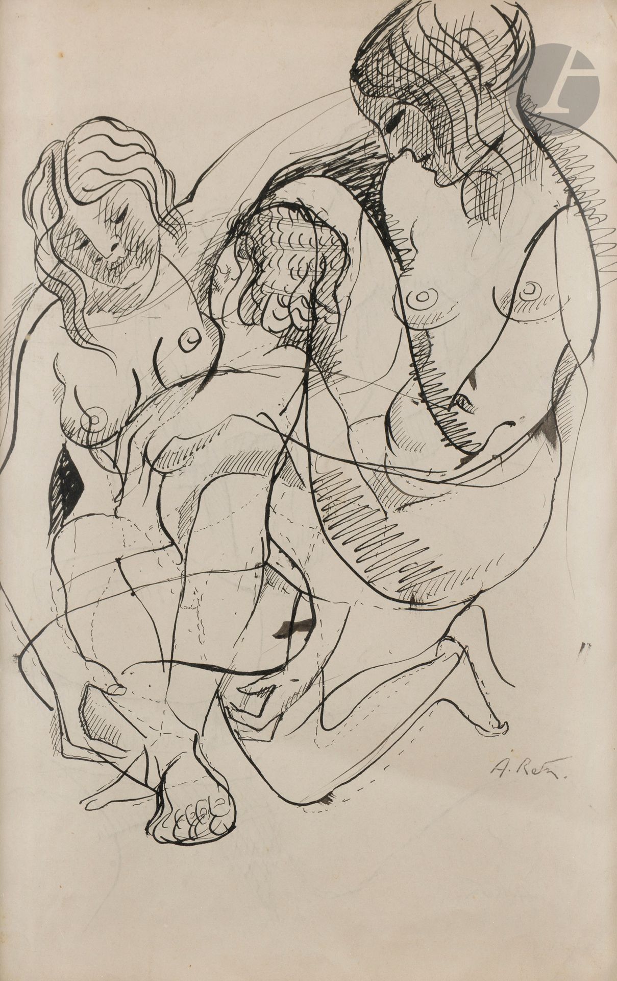 Alfred RETH (1884 - 1966)
Les Amies nues - Étude de femme et chapeau
Encre double face.
Signée sur les deux faces.
30 x 19 cm
