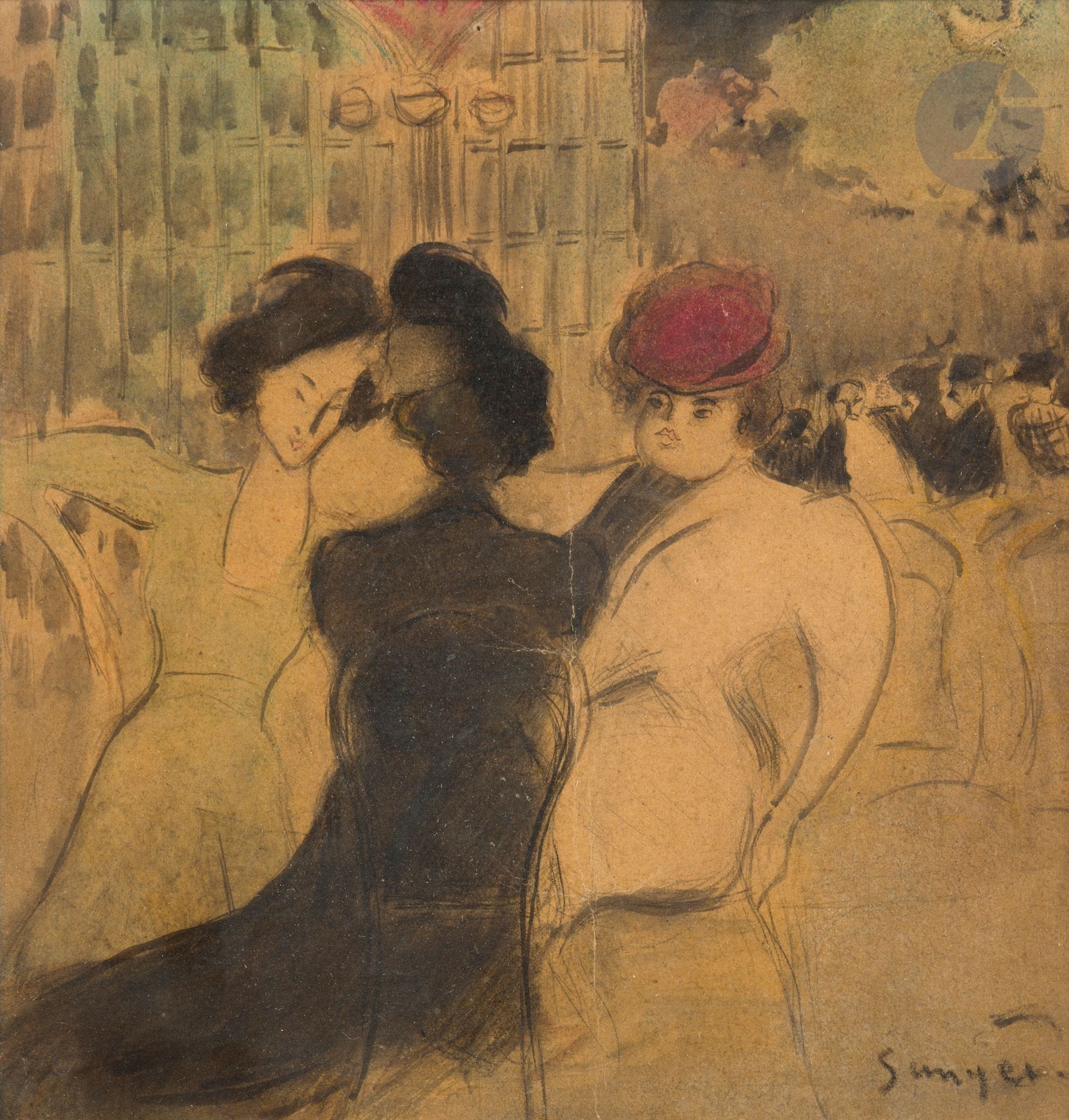 Joaquím SUNYER (1874 - 1956)
Femme au jardin
Fusain et aquarelle.
Signé en bas à droite.
(Petites fractures au papier).
21 x 20,5 cm