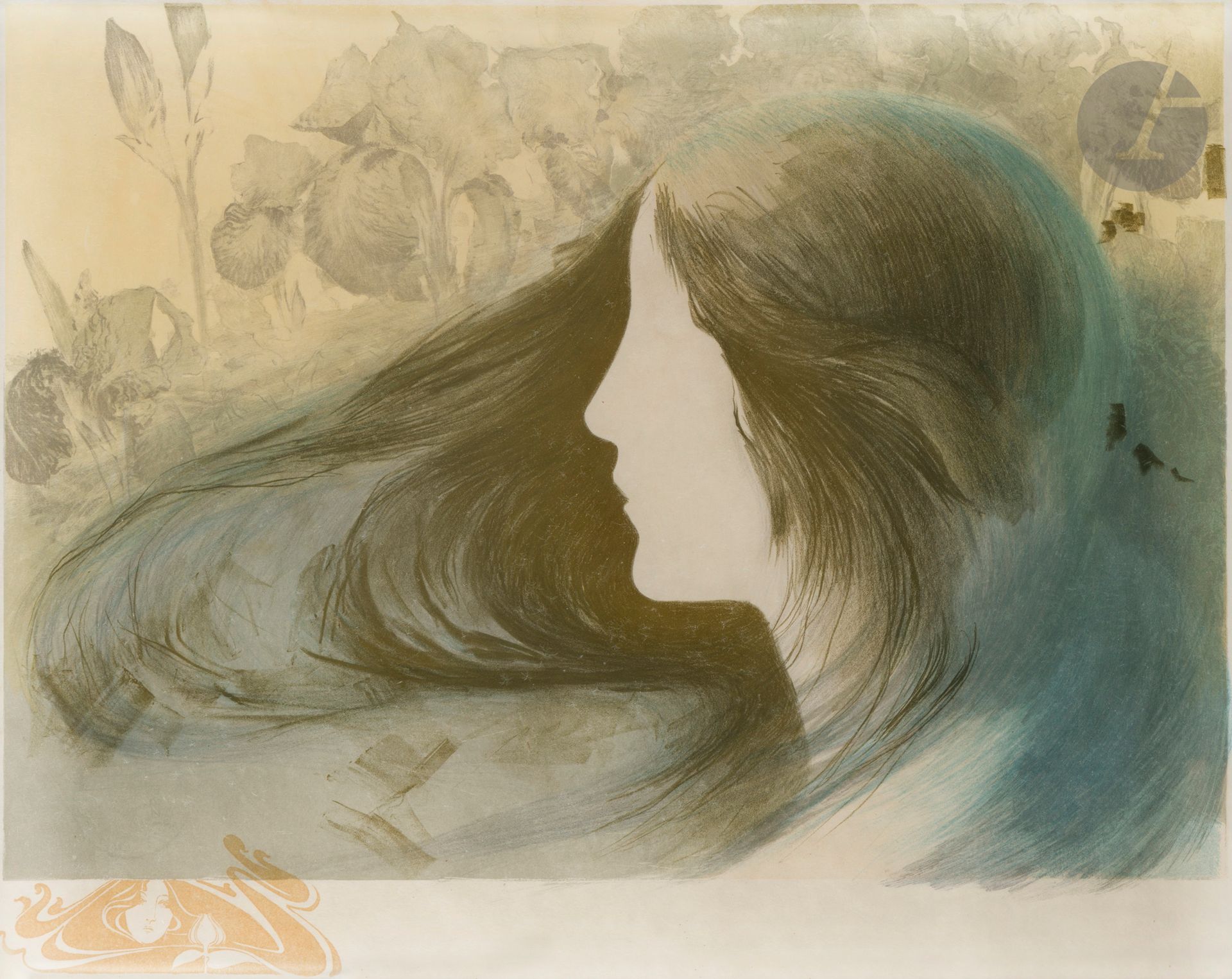 Manuel ORAZI (1860-1934)
Woman with orchids, circa 1902-04
Lithograph.
Rare. Framed.
40 x 50.5 cm