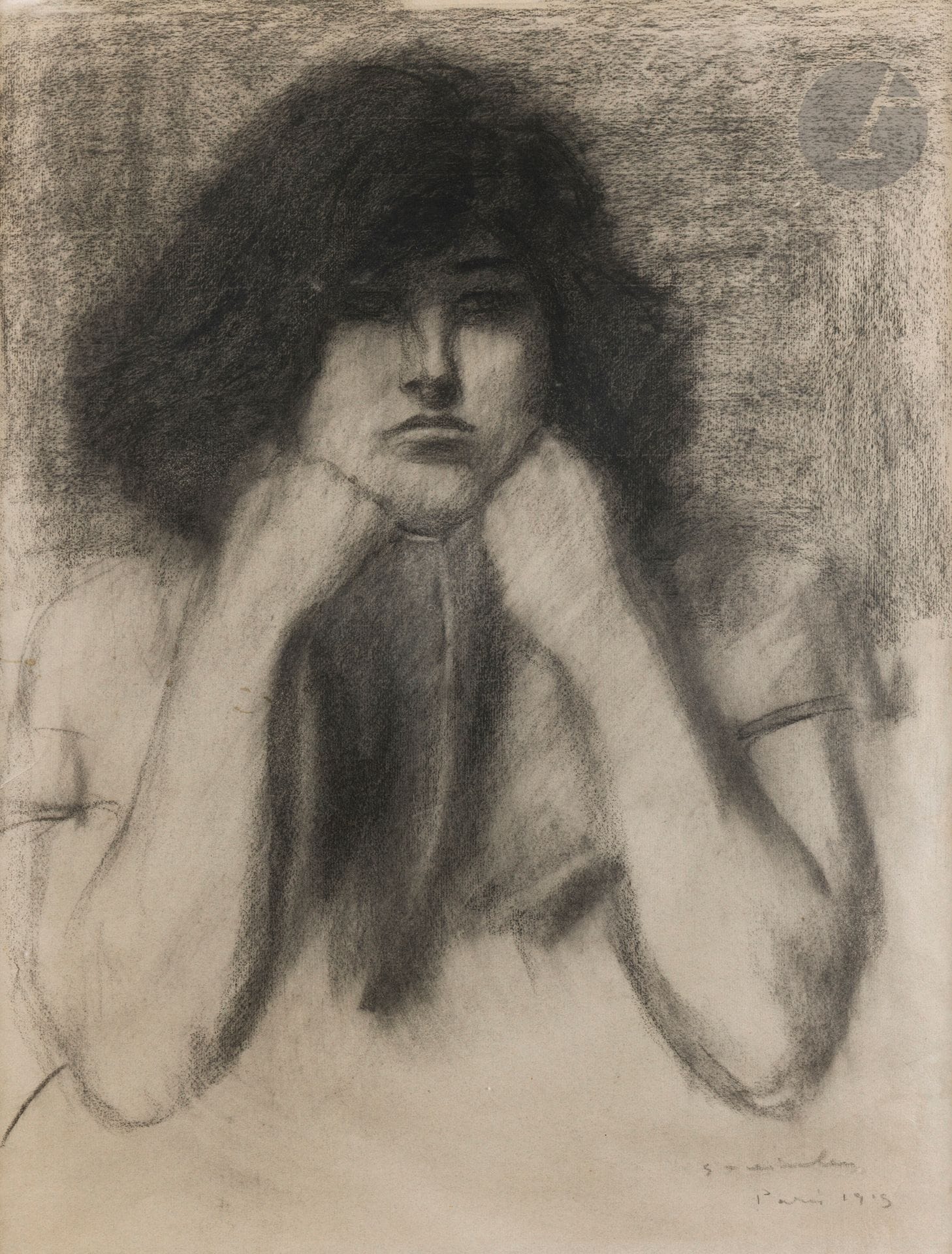 Théophile Alexandre STEINLEN (1859-1923)
Woman leaning, 1915
Charcoal.
Signed, dated and titled lower right.
Framed.
61 x 47 cm
