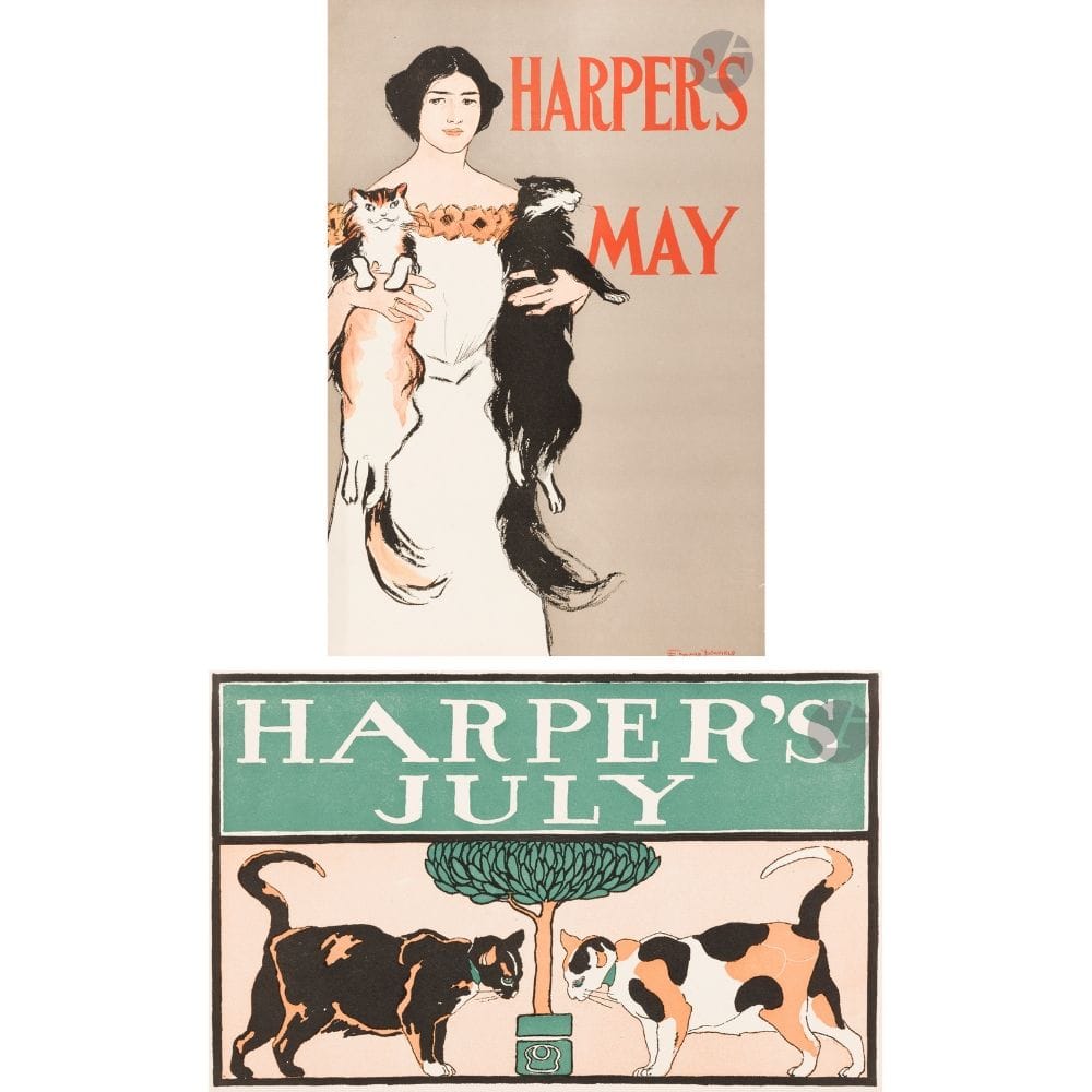 Edward PENFIELD (1866-1925)
Harper’s May, 1896 - Harper’s July, 1898
2 chromolithographies. 
Imp. Harper & Brothers, New York. 
Signées.
45 x 30 cm - 33,5 x 37,5 cm

Bibliographie  : 
- DFP-I, p. 92, n° 356 et p. 102, n° 392.
- MET, p. 149, n° 180 et p. 159, n° 212.