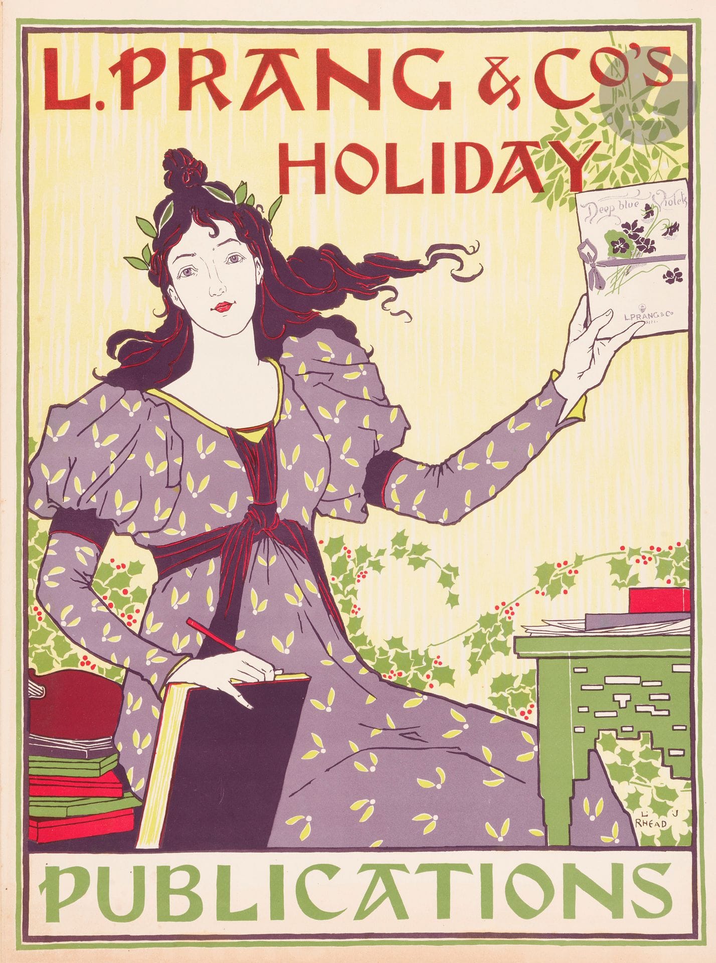 Louis John RHEAD (1857-1926)
L. Prang & Co.’s  : Holiday, 1895
Chromolithographie. Non entoilée.
Signée en bas à droite.
Imp. Louis Prang & Co., Boston. 
Bon état. Très belles couleurs.
56 x 42 cm

Bibliographie  : 
- DFP-I, p. 118, n° 460.
- MET, p. 170, n° 251.