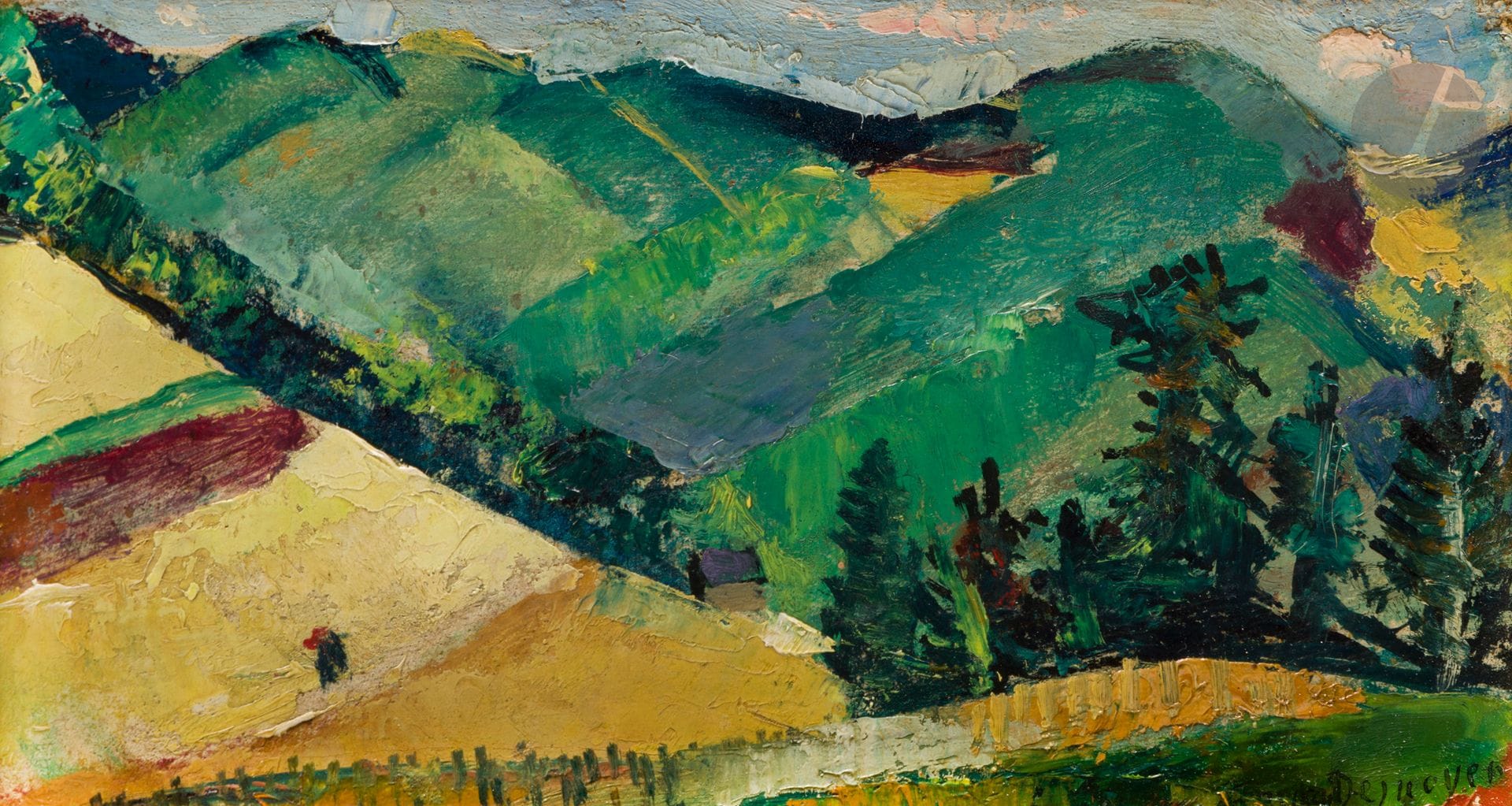 François DESNOYER (1894-1972)
Mountain landscape
Oil on panel.
Signed lower right.
12 x 21.5 cm

Provenance : 
Sale by Me Loudmer, Hôtel Drouot, Paris, April 23, 1993, no. 147.