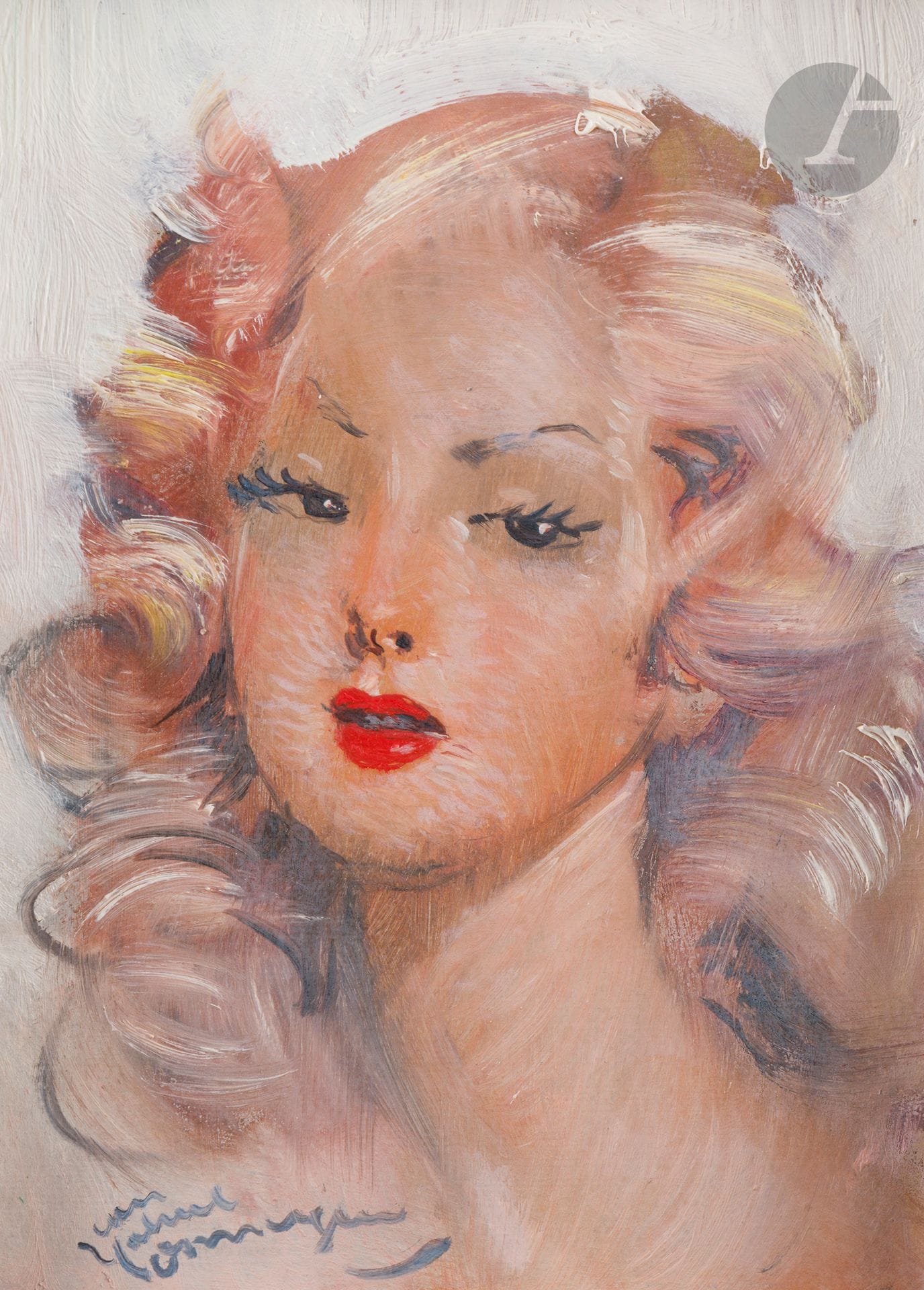Jean-Gabriel DOMERGUE (1889-1962)
Nanita
Huile sur carton.
Signée en bas à droite.
Titrée au dos.
22 x 16 cm