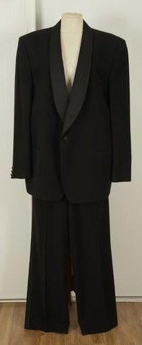 M58: Costume deux pièces en soie noire, pantalon VALENTINO UOMO (T56)