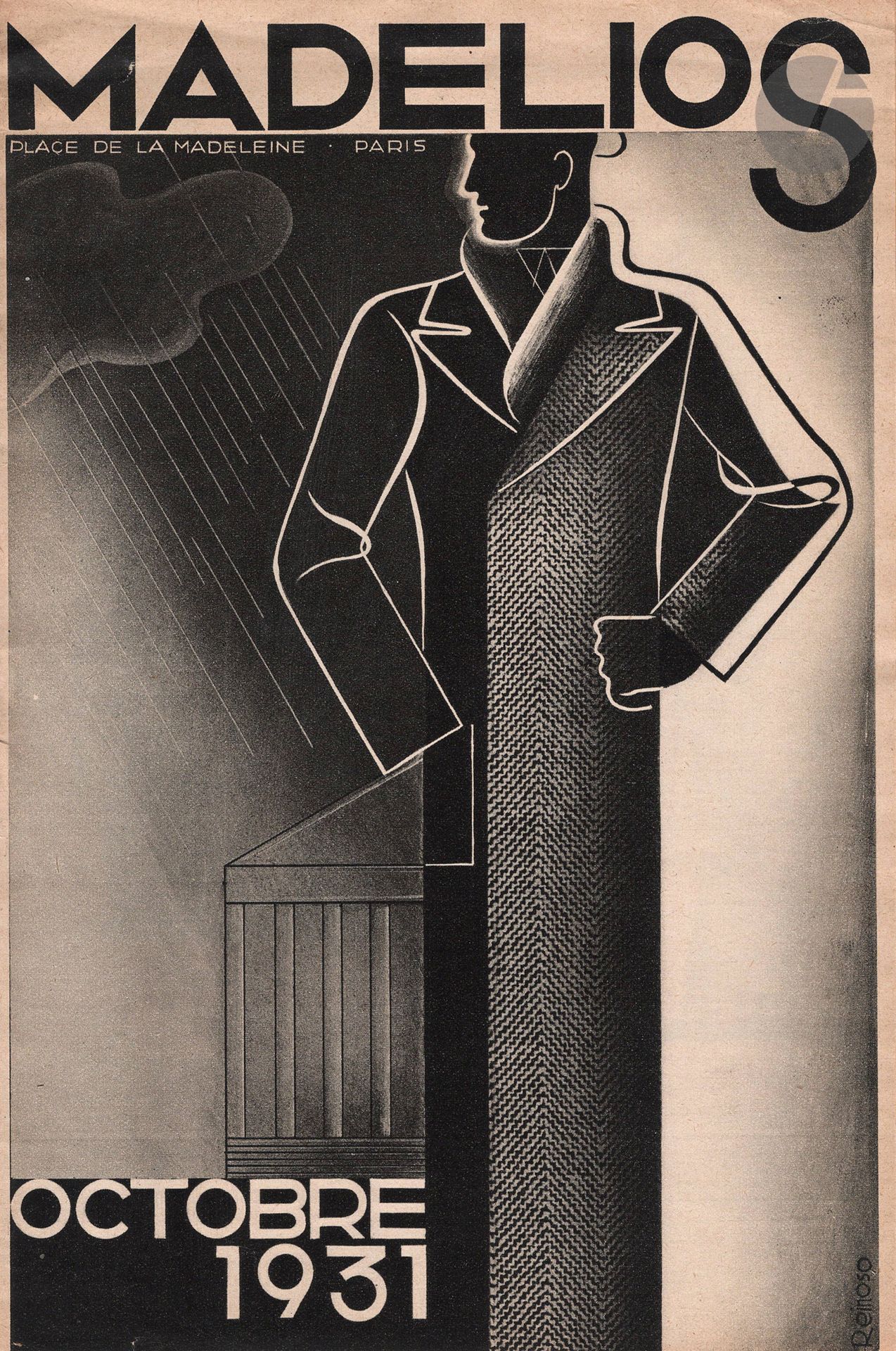 MADELIOS.
MADELIOS men's department store.
Paris: Madelios, 1926-1980. - 48 leaflets, most in-8 square. Stapled or seam-sealed, color illustrated covers.

Collection of 18 catalogs and flyers from Madelios, one of the historic men's ready-to-wear department stores. Located on Place de la Madeleine in the Trois Quartiers shopping center, the store closed in 2010.
The documents gathered here cover the years 1926 to 1980: presentation of items for the coming season or month, New Year's gifts, winter sports, vacations, etc., with numerous black and white reproductions and drawings. The covers are illustrated in color and sometimes signed by a well-known artist, such as Maurice Boitel or Alexey Brodovitch.

The 1937 winter sports catalog features a cover designed, engraved and printed by Jean-Gabriel Daragnès, with 4 compositions, one of which is in color. It was printed in an edition of 250 copies, numbered and signed by the artist (no. 248). The last three catalogs, two from the 1970s and one from 1980, are in color, as is the one for May 1968.

A very good and rare set.
A few small marginal tears on some plates.