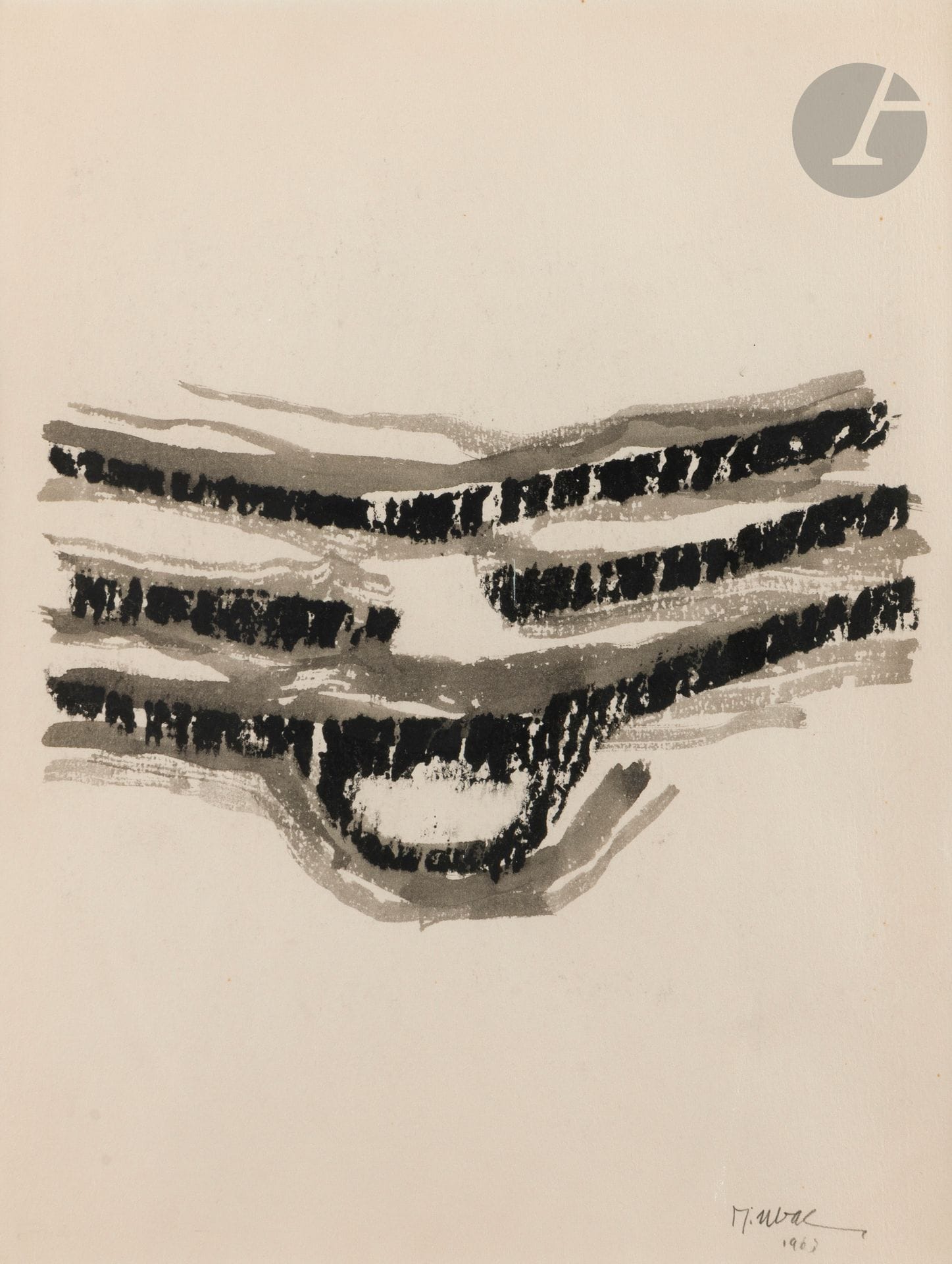Raoul UBAC (1910-1985)
Sillon, 1963
Encre et lavis d'encre.
Signée et datée en bas à droite.
32 x 25 cm