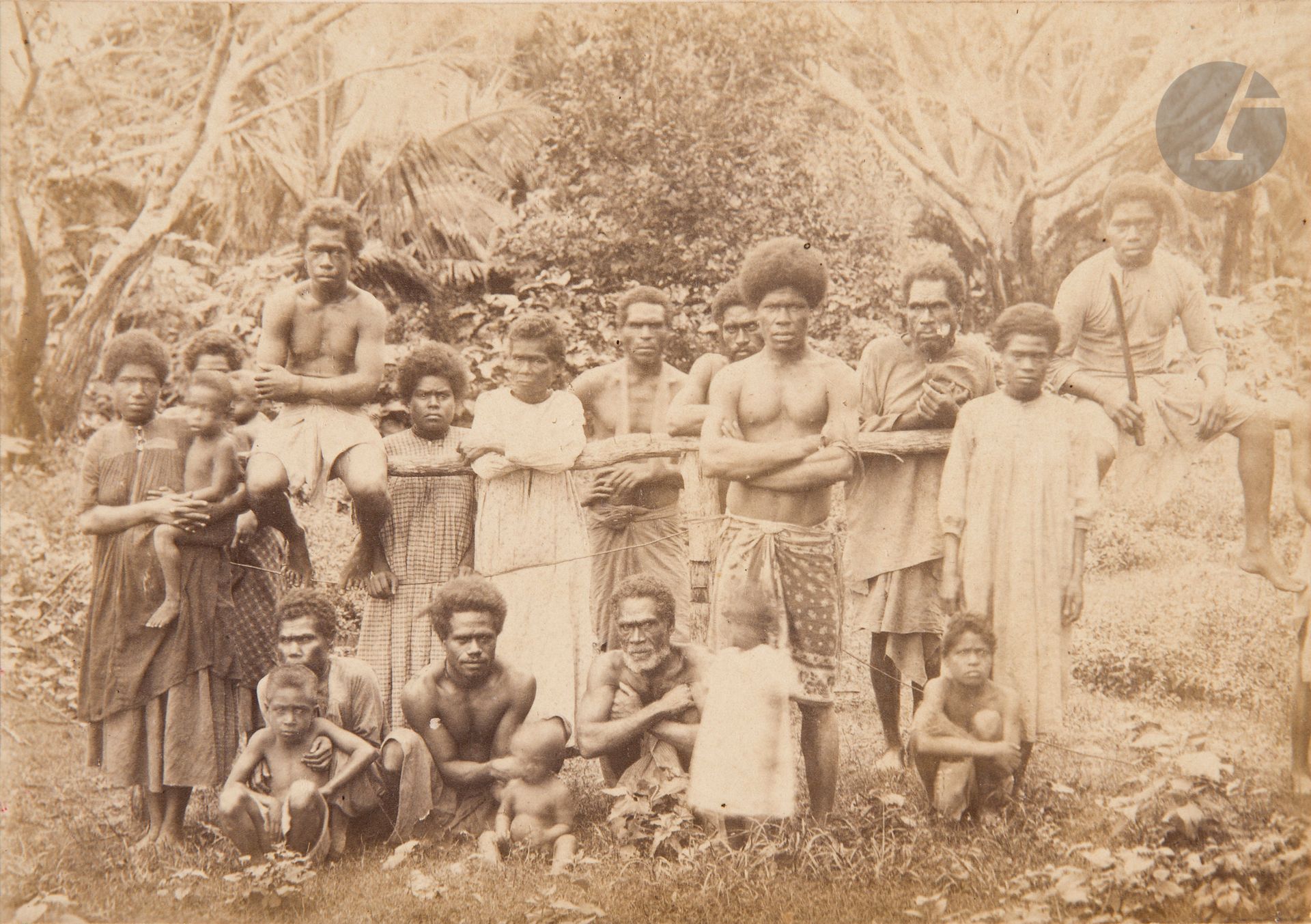 Félix Gaillard (Médecin au bagne de Nouméa) 
Nouvelle-Calédonie, 1885-1886. 
Le Calédonien. Le Magellan. Île Nou. Hôpital du Marais. Pénitencier. Enterrement de forçat. Maison des médecins. Hôpital. La fanfare des condamnés. Cour de la prison. Condamnés à mort. Cases des condamnés. Panorama de l’île Nou. Guillotinés. Église de Nouméa. Hôpital militaire de Nouméa. Caserne d’infanterie de marine. Camp de Montravel. Mines de nickel sur le plateau de Thio. Poste militaire de Houaïlou. Pont du diable route de Païta. Canala. Pic des morts. Fort Napoléon. Exploitation forestière de la baie de Prony. Cases et villages canaques. Roches Notre-Dame à Hienghene. Poste militaire de Maré. Roches de la côte de Maré. 
Album in-4 oblong, titré sur le premier plat, composé d’une carte topographique de la Nouvelle-Calédonie, et de 44 épreuves sur papier albuminé, contrecollées sur cartons. Légendes manuscrites à l’encre sur les montages. 
Format moyen des épreuves : 15 x 10 cm 

Bibliographie : 
Blanche-Marie Gaillard, Médecin au bagne de Nouméa, Éditions Epistemea, Plouharnel, 2010. 

Étudiant en médecine et photographe amateur, Félix Gaillard, part en 1884 à Nouméa pour devenir le médecin auxiliaire du bagne. Durant trois années il photographie les prisonniers, leurs terribles conditions de détention, les gardiens, les religieux et la société coloniale de classe.