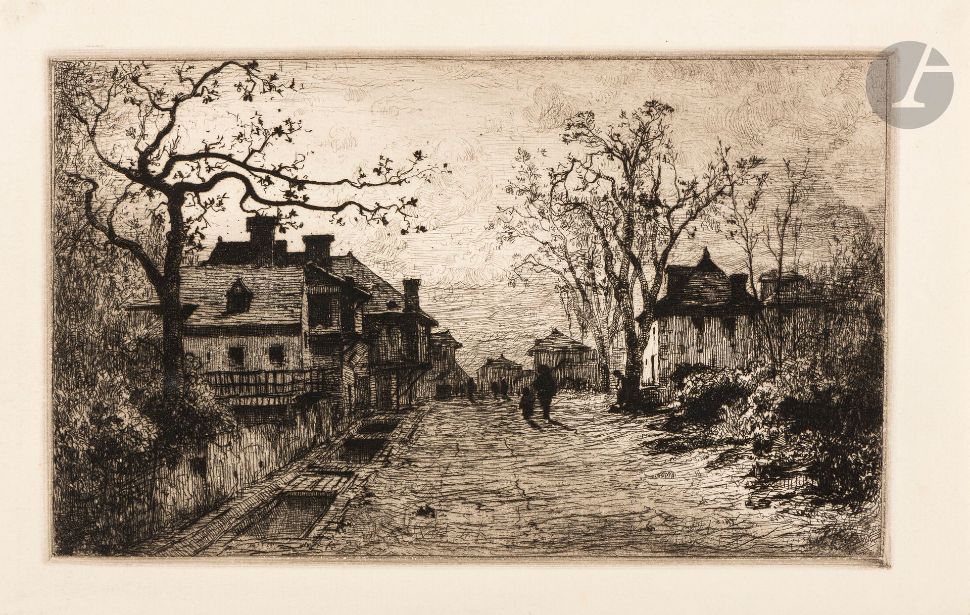 Adolphe Appian (1818-1898) 
Rue du village d’Artemare (Ain). 1871. Eau-forte. 215 x 130. Curtis et Prouté33. Très belle épreuve sur vergé crème, d’un tirage effectué par Keppel. Belles marges.