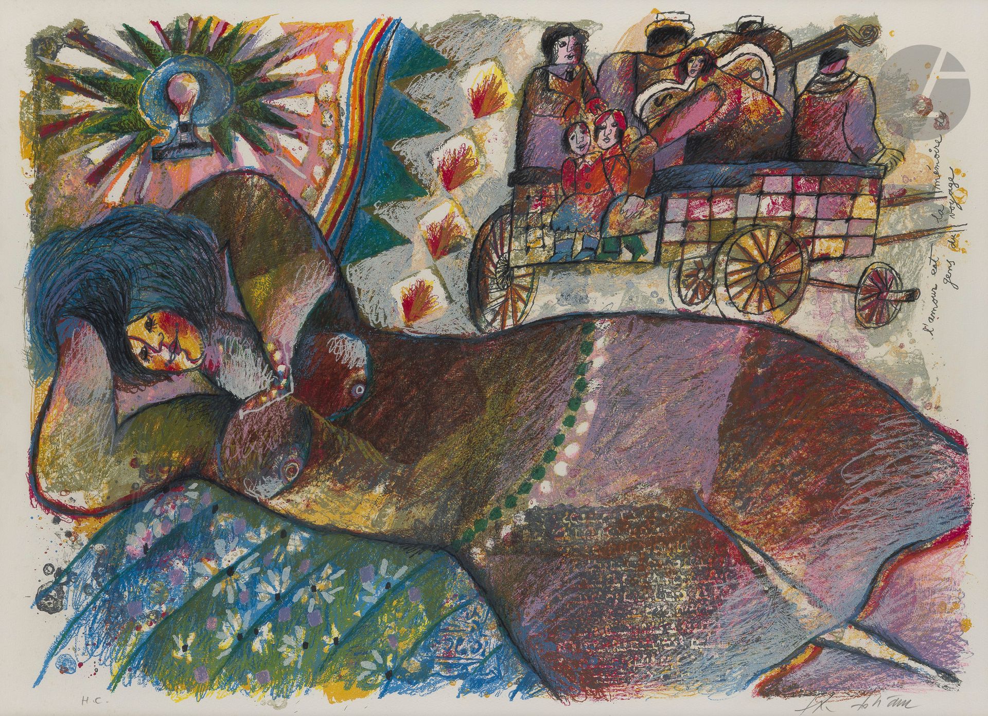 Théo TOBIASSE (1927-2012)
L’amour est la mémoire des gens du voyage
Lithographie.
Signée en bas à droite, H.C.
54 x 73 cm (à vue)
Cadre.







Mots clés :
judaïca, juif, juive, hébreux, rabbins, jewish, torah, hebrew, hebraica, judaisme, synagogue, sionisme, pessah, pessach, haggada, haggadah, hagada, hagadah, passover, menora, menorah, hannuka, hannuca, hannoucca, hanouccah, torah, juden, israélite, Israël, antisemitism, antisémitisme, dreyfus, meguila, sepharade, sefarad, ketouba