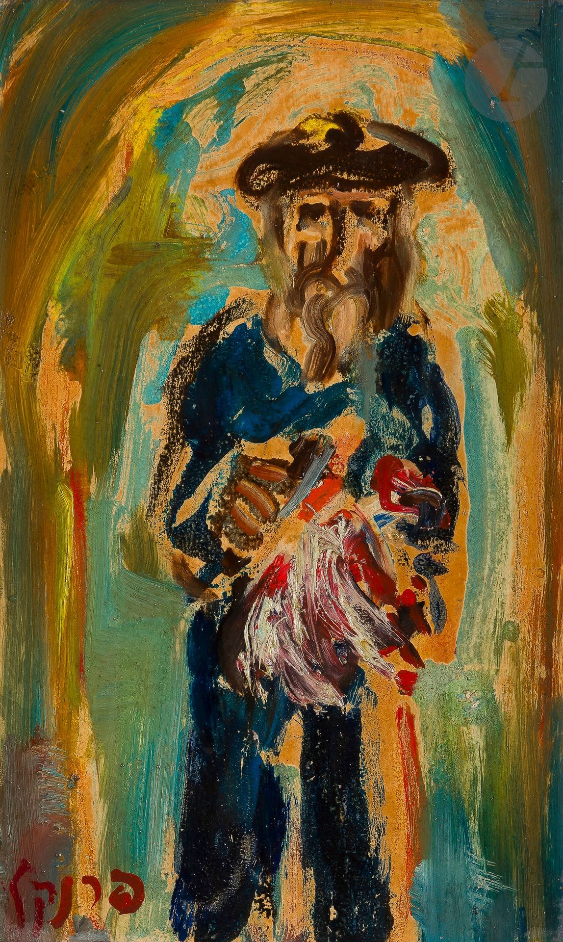 °Yitzhak FRENKEL-FRENEL (1899-1981)
Kapparot
Oil on panel.
Signed Frenel in Hebrew lower left.
26 x 16 cm







Keywords:
judaica, jew, jewish, hebrew, rabbis, jewish, torah, hebrew, hebraica, judaism, synagogue, zionism, pessah, pessach, haggada, haggadah, hagada, hagadah, passover, menora, menorah, hannuka, hannuca, hannucca, hanouccah, torah, juden, israélite, Israël, antisemitism, antisémitisme, dreyfus, meguila, sepharade, sefarad, ketouba