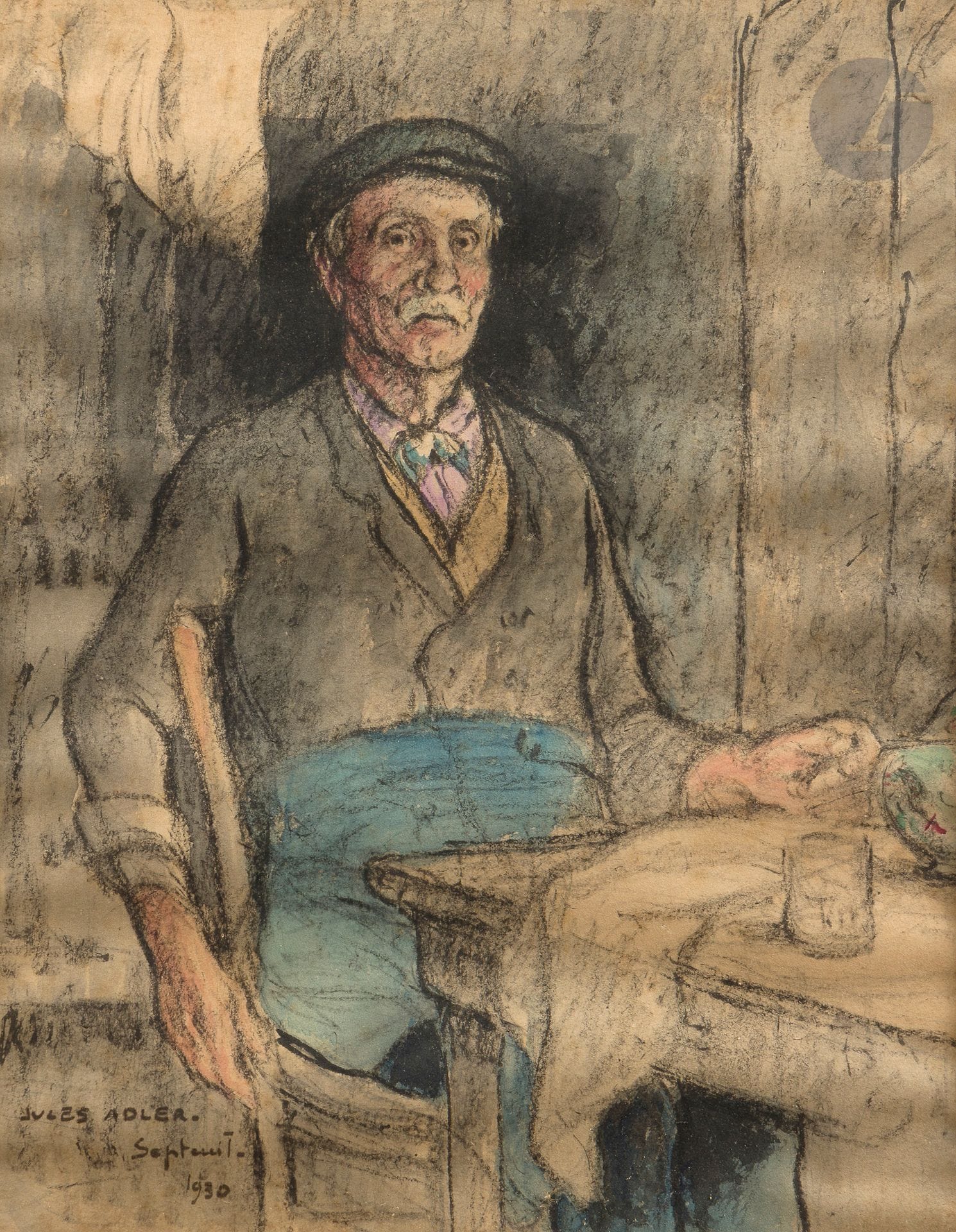 Jules ADLER (1865-1952) 
Portrait d’homme, 1930 
Fusain et aquarelle. 
Signé et daté en bas à gauche. 
Feuille gondolée.
36,5 x 30 cm







Mots clés :
judaïca, juif, juive, hébreux, rabbins, jewish, torah, hebrew, hebraica, judaisme, synagogue, sionisme, pessah, pessach, haggada, haggadah, hagada, hagadah, passover, menora, menorah, hannuka, hannuca, hannoucca, hanouccah, torah, juden, israélite, Israël, antisemitism, antisémitisme, dreyfus, meguila, sepharade, sefarad, ketouba