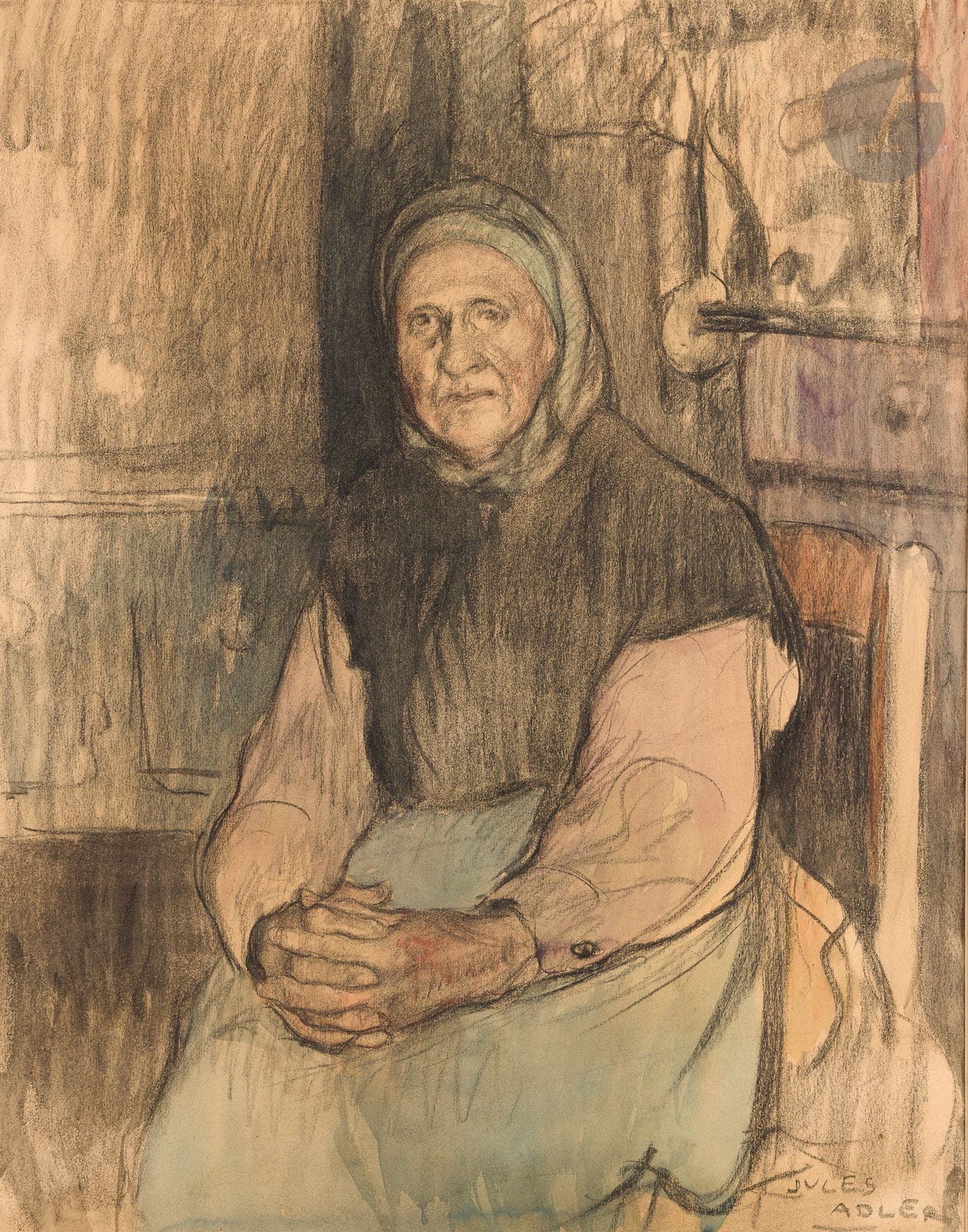 Jules ADLER (1865-1952)
Seated peasant woman
Charcoal and watercolor. 
Signed lower right. Glued to a passe-partout.
61.5 x 47 cm







Keywords:
judaica, jew, jewish, hebrew, rabbis, jewish, torah, hebrew, hebraica, judaism, synagogue, zionism, pessah, pessach, haggada, haggadah, hagada, hagadah, passover, menora, menorah, hannuka, hannuca, hannucca, hanouccah, torah, juden, israélite, Israël, antisemitism, antisémitisme, dreyfus, meguila, sepharade, sefarad, ketouba