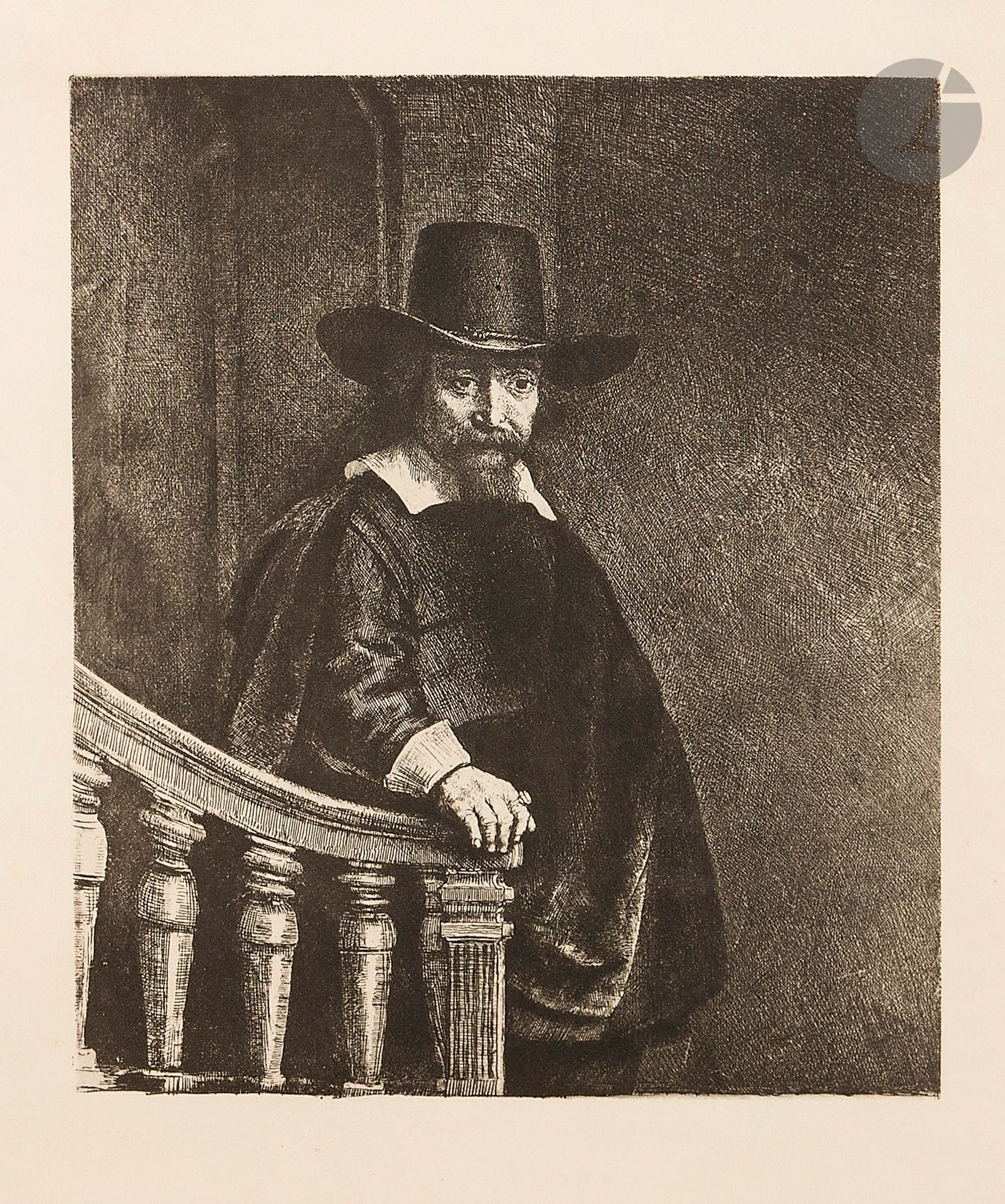 REMBRANDT VAN RIJN (1606-1669) (d’après)
Portrait du docteur Ephraïm Bonus
Retirage au XIXe siècle d’une eau-forte de 1647 (héliogravure).
26 x 22 cm - Feuille : 74 x 57 cm
Petites déchirures en marges.
Ephraïm Bonus ou Bueno était un médecin, poète, traducteur et éditeur. Ami de Rembrandt, ce dernier a réalisé son portrait qui figure aujourd’hui dans les collections du Rijksmuseum ainsi que cette eau-forte qui s’en inspire.







Mots clés :
judaïca, juif, juive, hébreux, rabbins, jewish, torah, hebrew, hebraica, judaisme, synagogue, sionisme, pessah, pessach, haggada, haggadah, hagada, hagadah, passover, menora, menorah, hannuka, hannuca, hannoucca, hanouccah, torah, juden, israélite, Israël, antisemitism, antisémitisme, dreyfus, meguila, sepharade, sefarad, ketouba