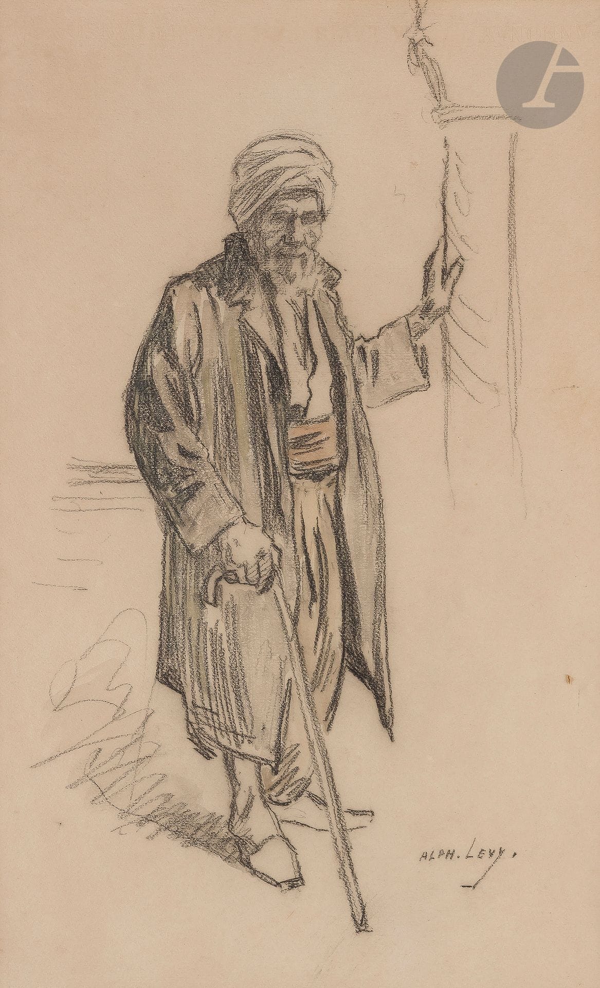 °Alphonse LÉVY (1843-1918)
Old man with turban
Charcoal and ink wash on paper.
Signed lower right.
46 x 28 cm (view)
Slight stains.







Keywords:
judaica, jew, jewish, hebrew, rabbis, jewish, torah, hebrew, hebraica, judaism, synagogue, zionism, pessah, pessach, haggada, haggadah, hagada, hagadah, passover, menora, menorah, hannuka, hannuca, hannucca, hanouccah, torah, juden, israélite, Israël, antisemitism, antisémitisme, dreyfus, meguila, sepharade, sefarad, ketouba