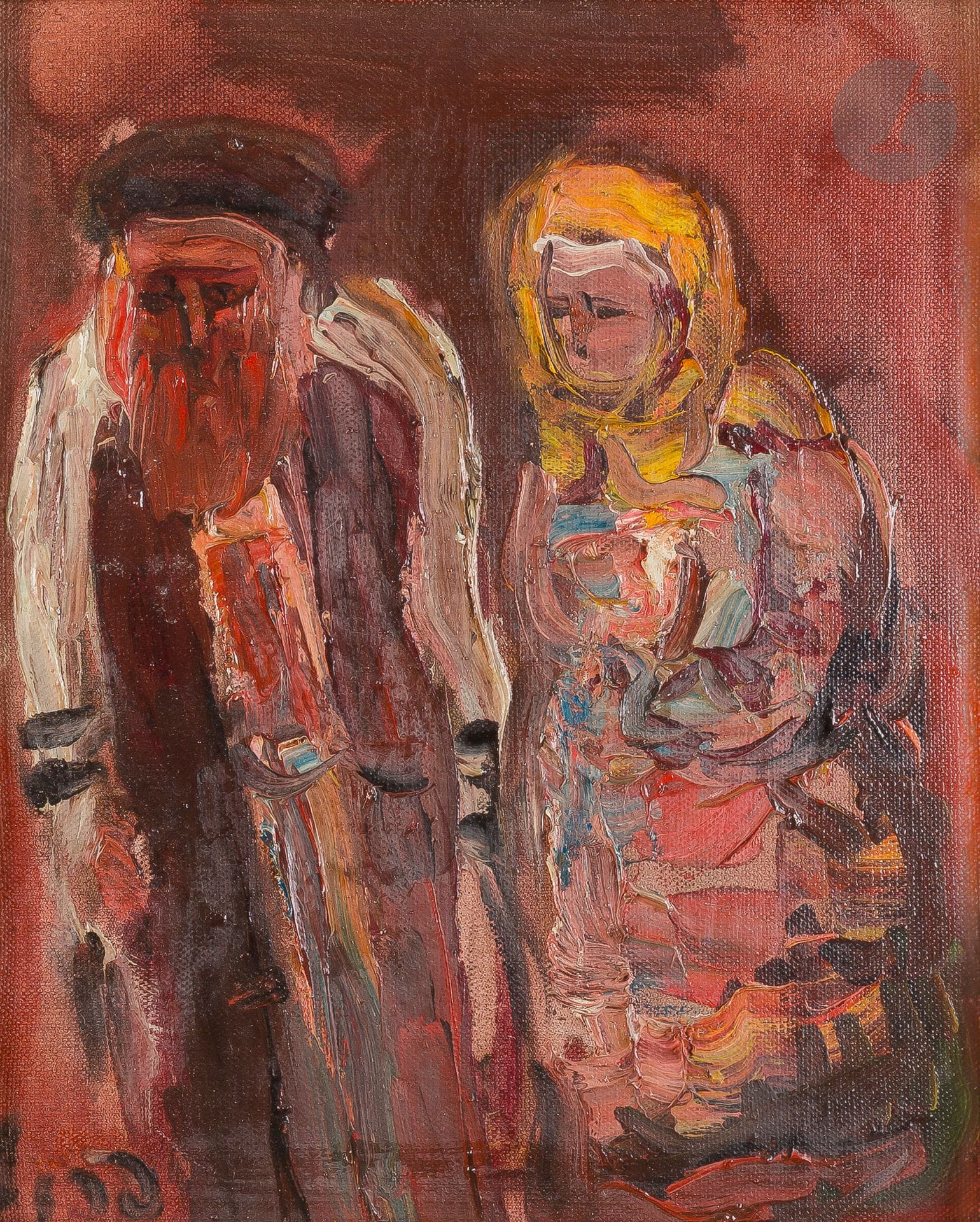 °Yitzhak FRENKEL-FRENEL (1899-1981)
Couple de vieux juifs
Huile sur panneau.
Signée Frenel en hébreu en bas à gauche.
27 x 22 cm







Mots clés :
judaïca, juif, juive, hébreux, rabbins, jewish, torah, hebrew, hebraica, judaisme, synagogue, sionisme, pessah, pessach, haggada, haggadah, hagada, hagadah, passover, menora, menorah, hannuka, hannuca, hannoucca, hanouccah, torah, juden, israélite, Israël, antisemitism, antisémitisme, dreyfus, meguila, sepharade, sefarad, ketouba